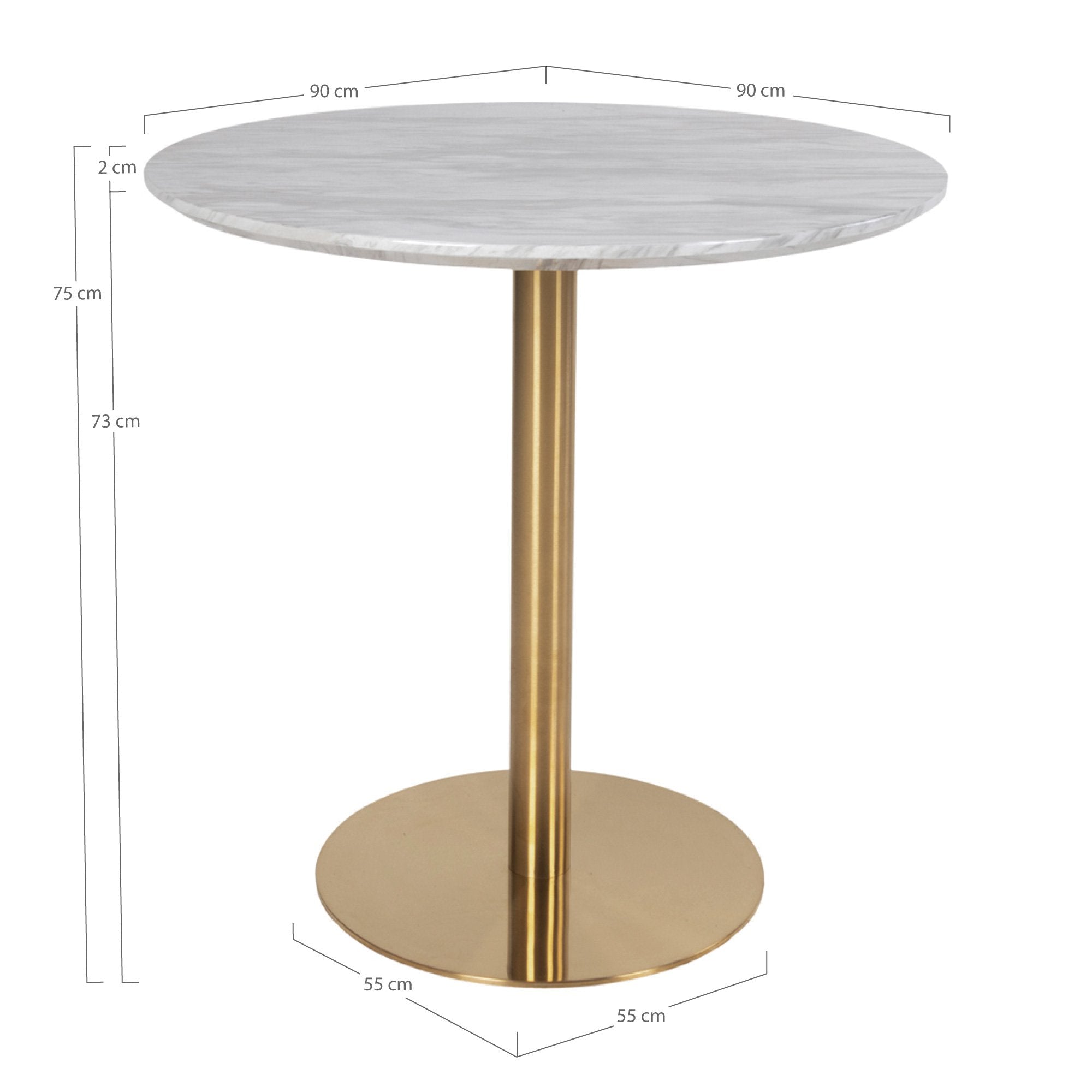 Fester Tisch Bolzano 90x75cm, Material: MDF/Stahl