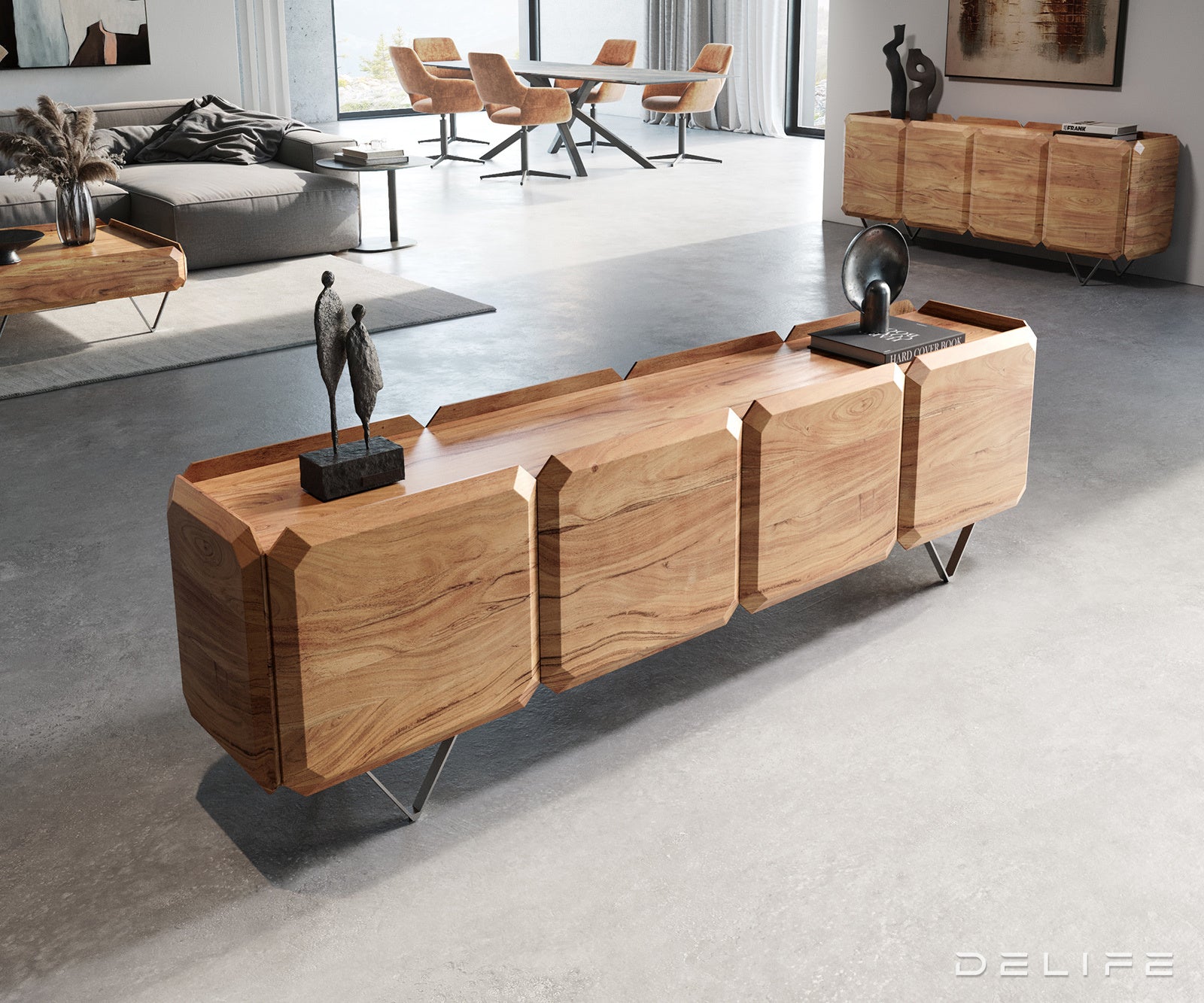 Komoda Kiano 200x40cm, Materijal: Bagrem