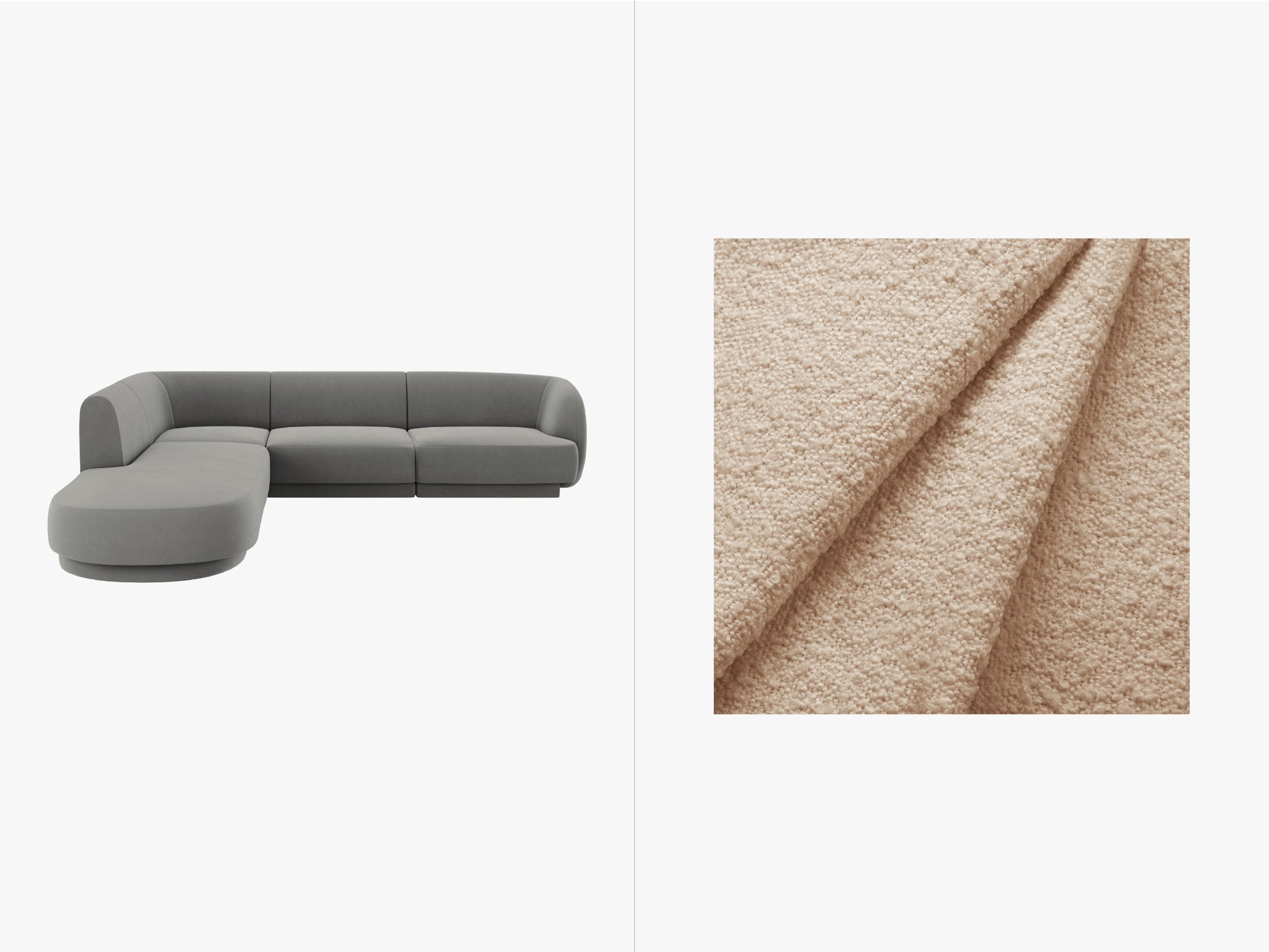 Sitzgarnitur Miley 255x248cm, Material: Bouclé