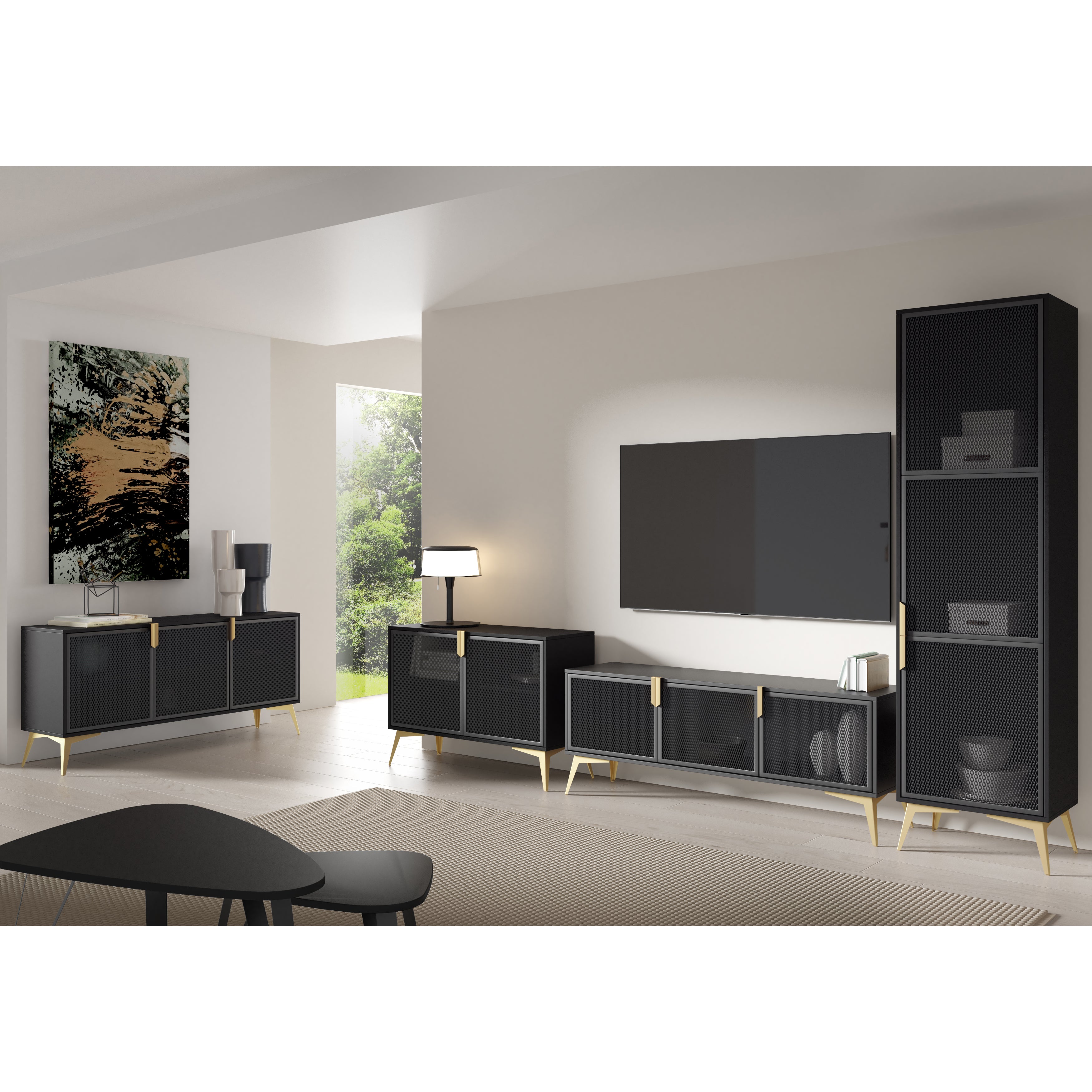 Bravio Vitrine 200x60cm, Material: Laminierte Platte