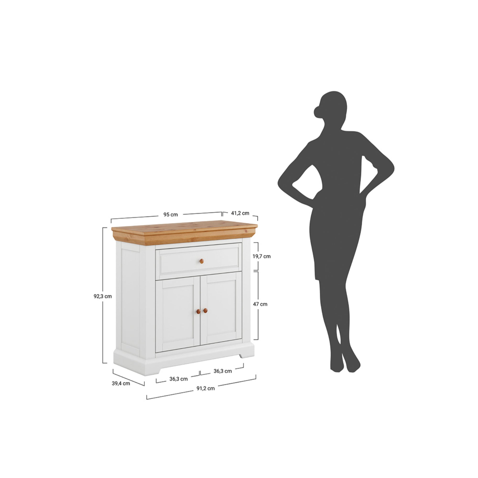 Kommode Marone 95x41,2 cm, Material: Massives Kiefernholz