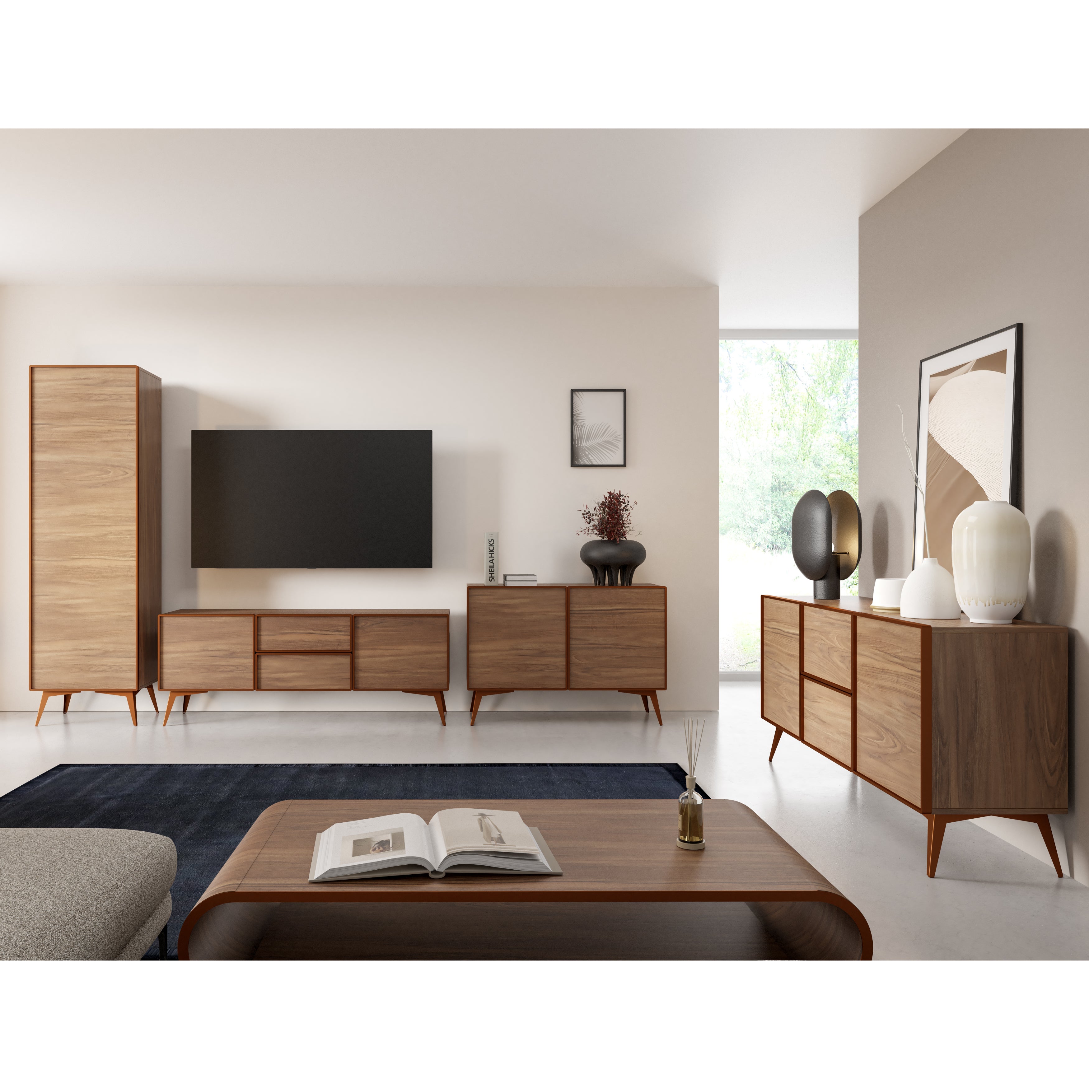 Mavero Vitrine 200x60cm, Material: Laminierte Platte