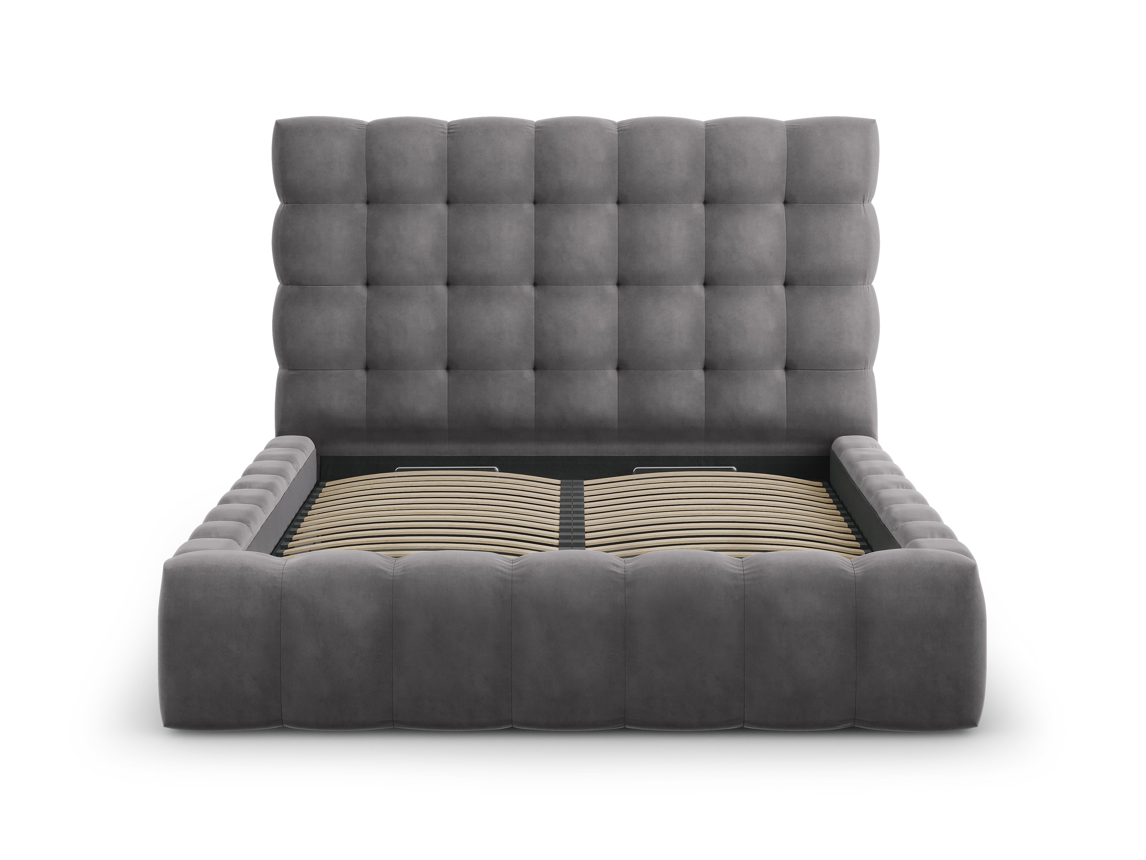 Mamaia Bettgestell mit Kopfteil und Bettkasten, Material: Samt