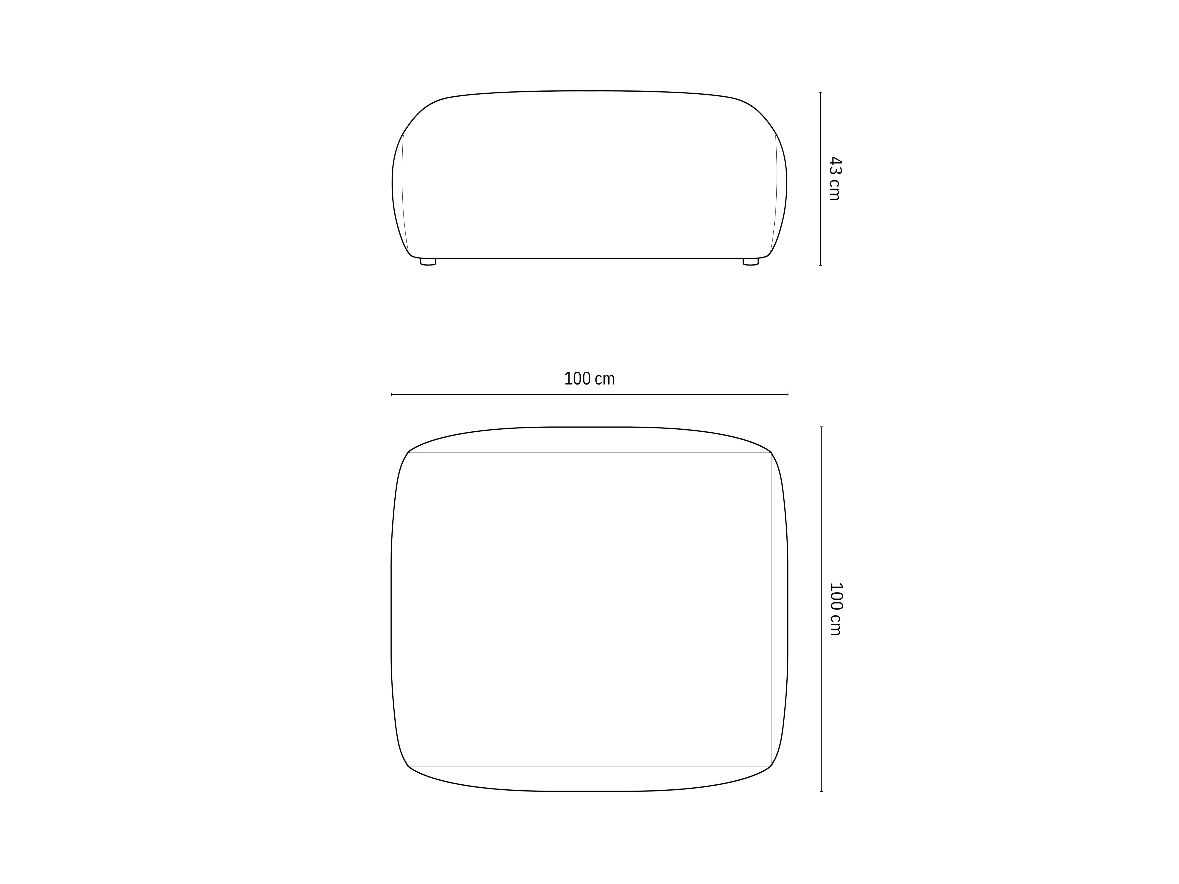 Hocker Chris 100x100cm, Material: Samt