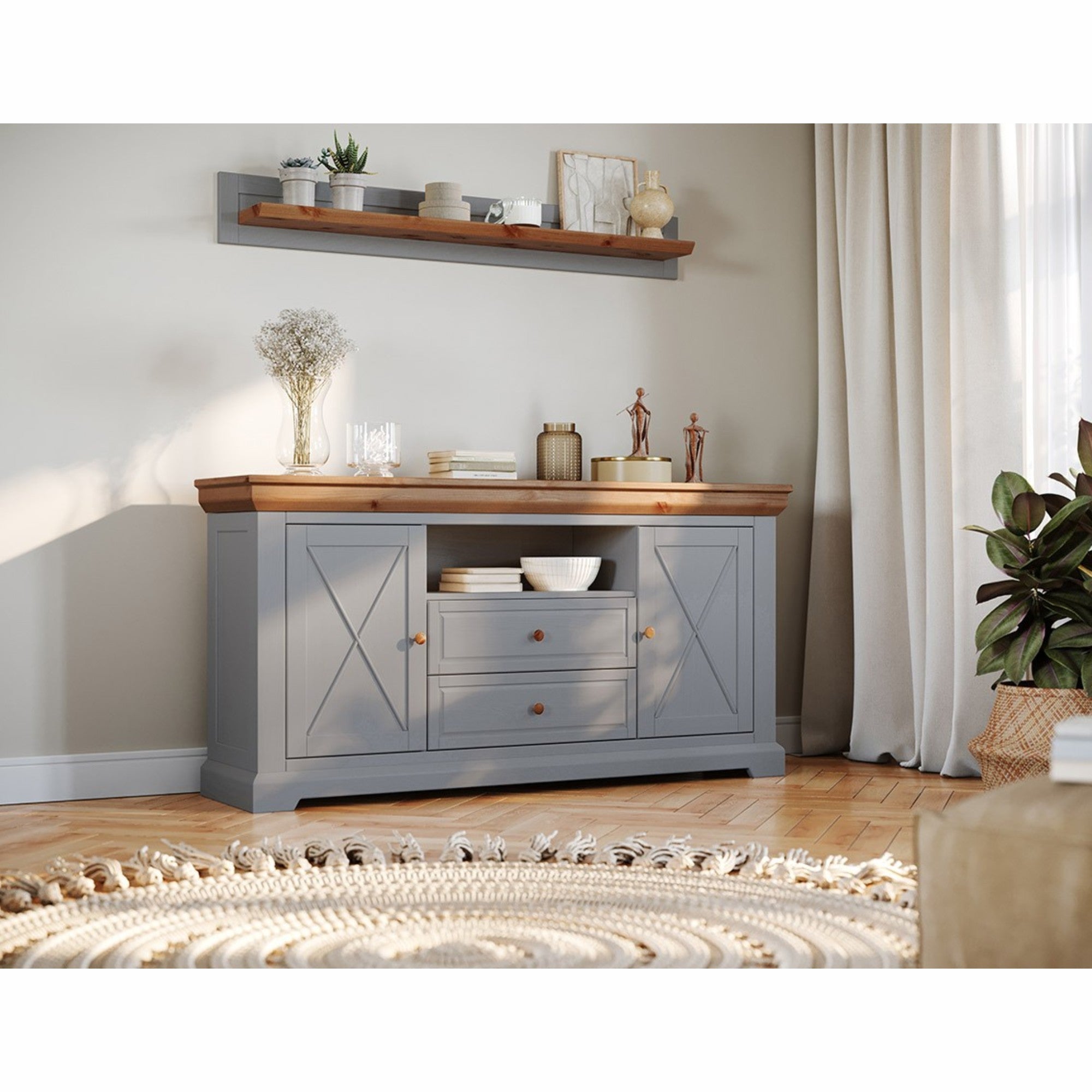 Kommode Marone 166,4x41,2 cm, Material: Massives Kiefernholz