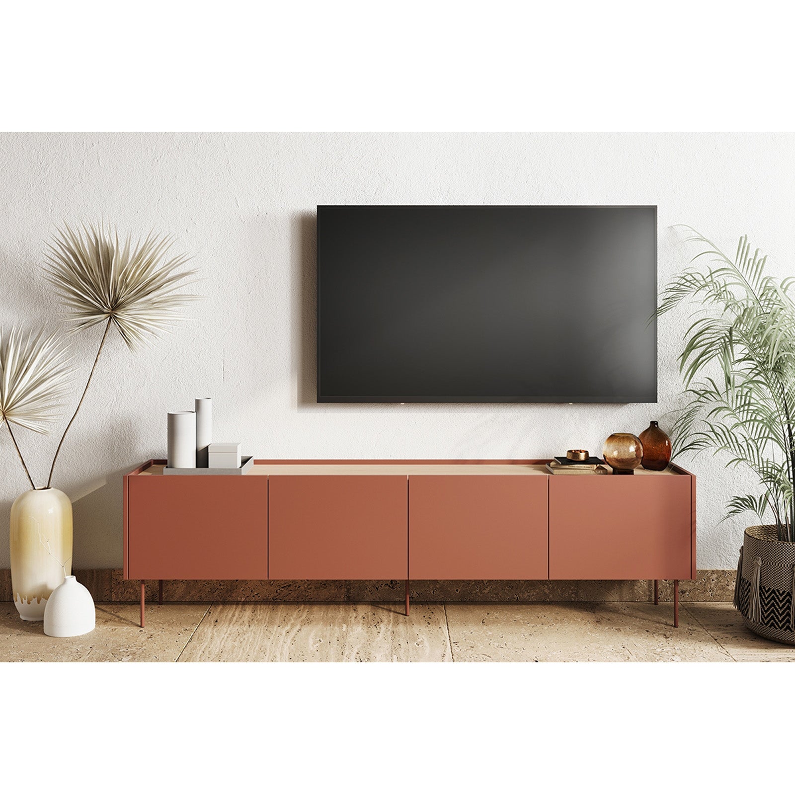 TV Kommode Desin 220cm, 4 Türen und 2 Schubladen, Material: MDF