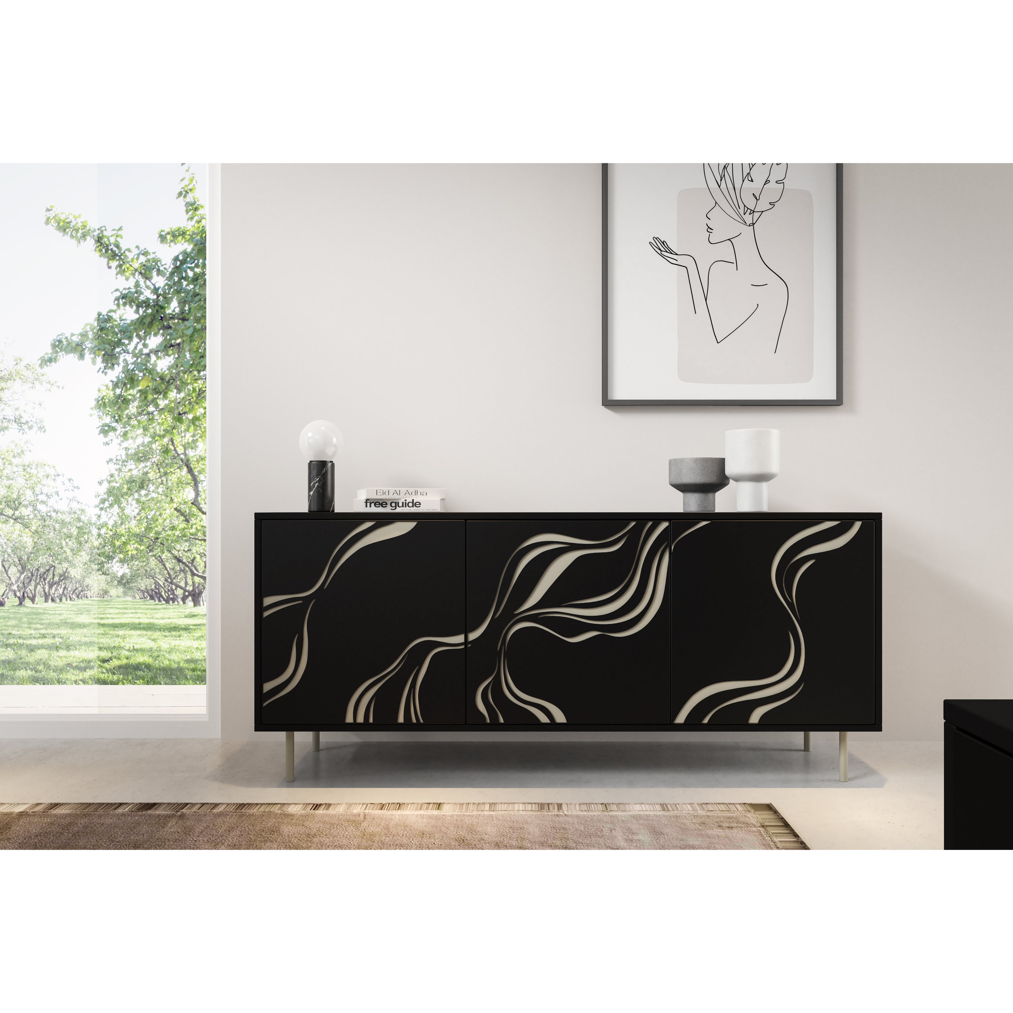 Kommode Vintro 164,5x42cm, Material: Laminierte Platte