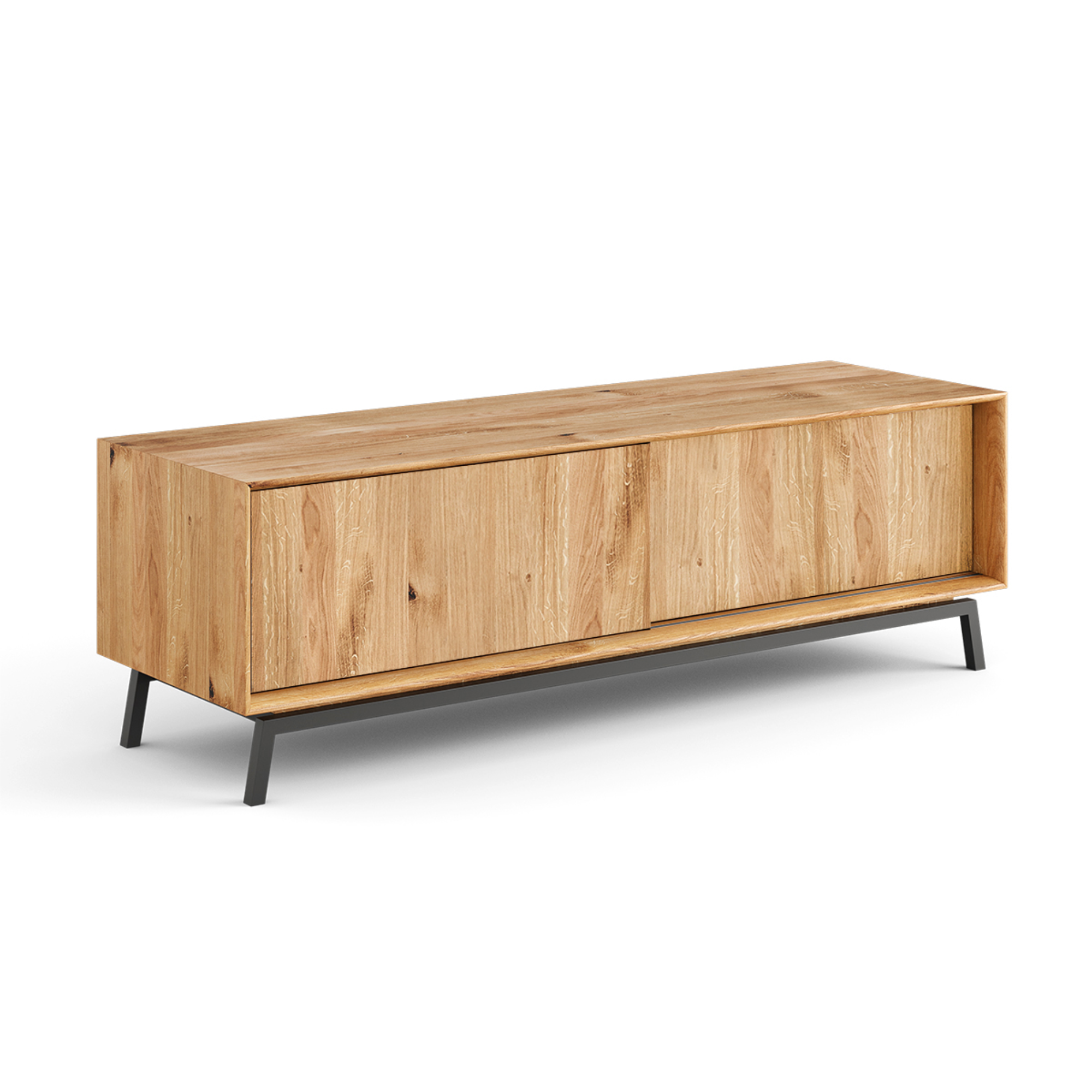 TV Kommode Modern Loft 200x50 cm, Material: Massivholz Eiche