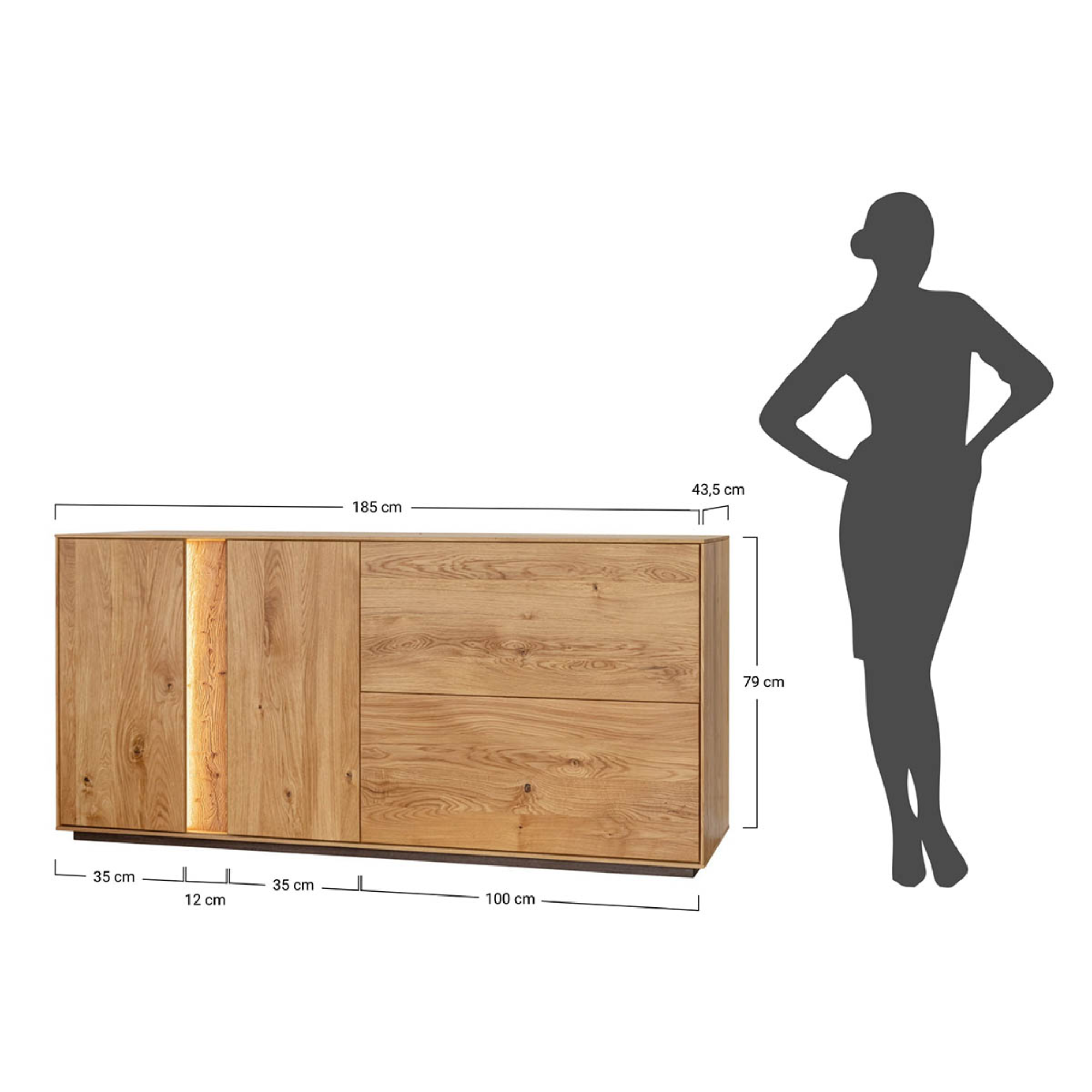 Kommode Collodi, Material: Massivholz Eiche