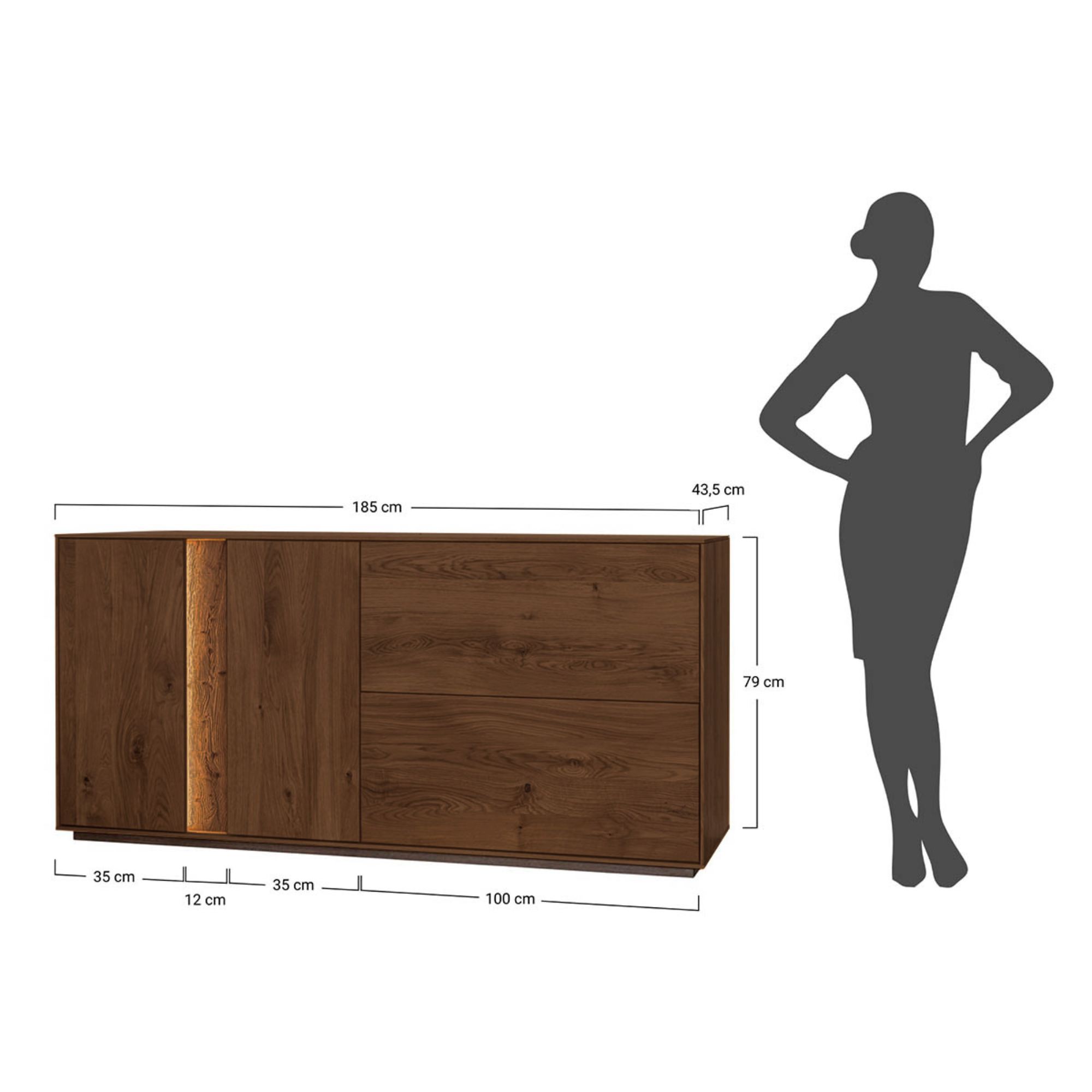 Kommode Collodi, Material: Massivholz Eiche