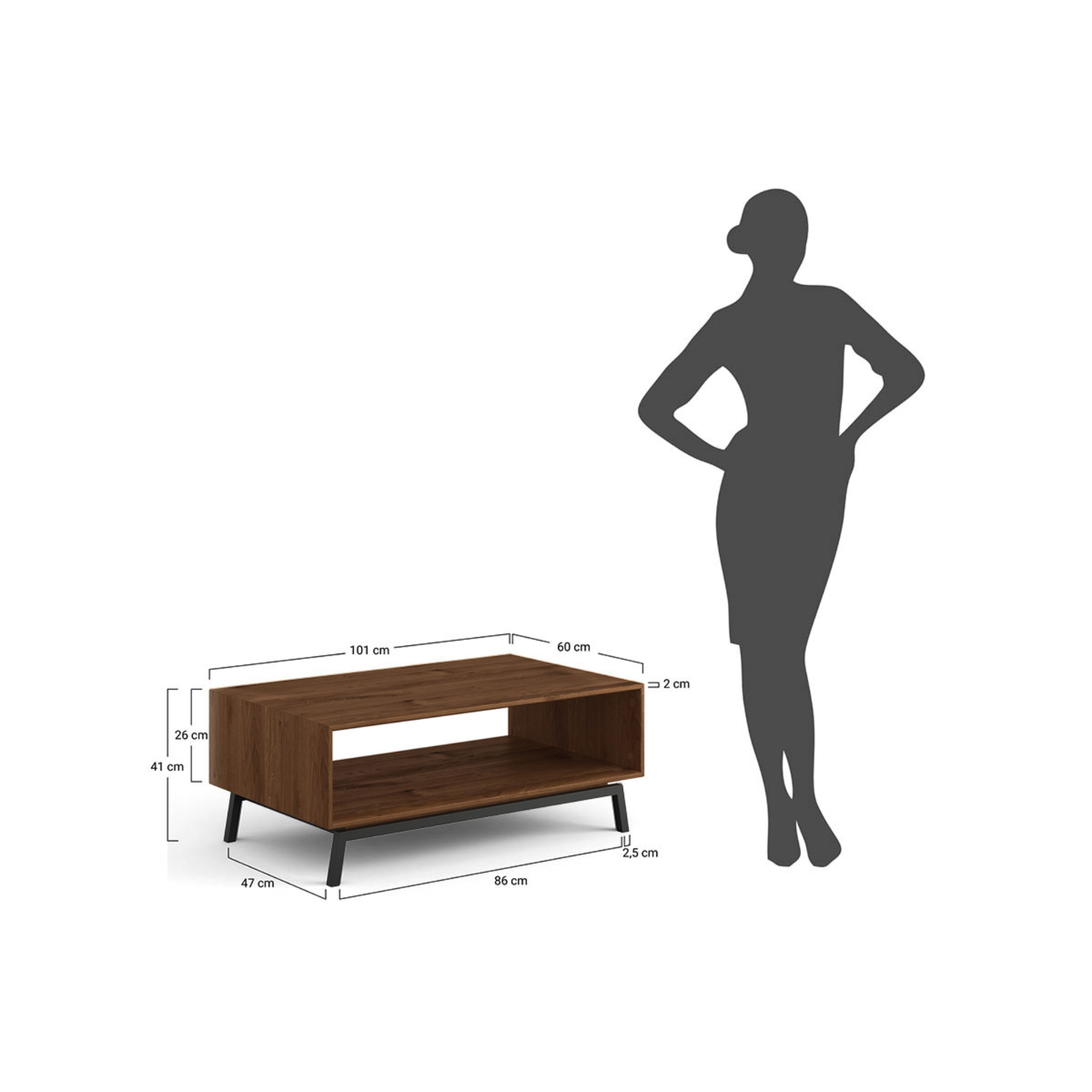 Couchtisch Modern Loft 100,50x60cm, Material: Massivholz Eiche