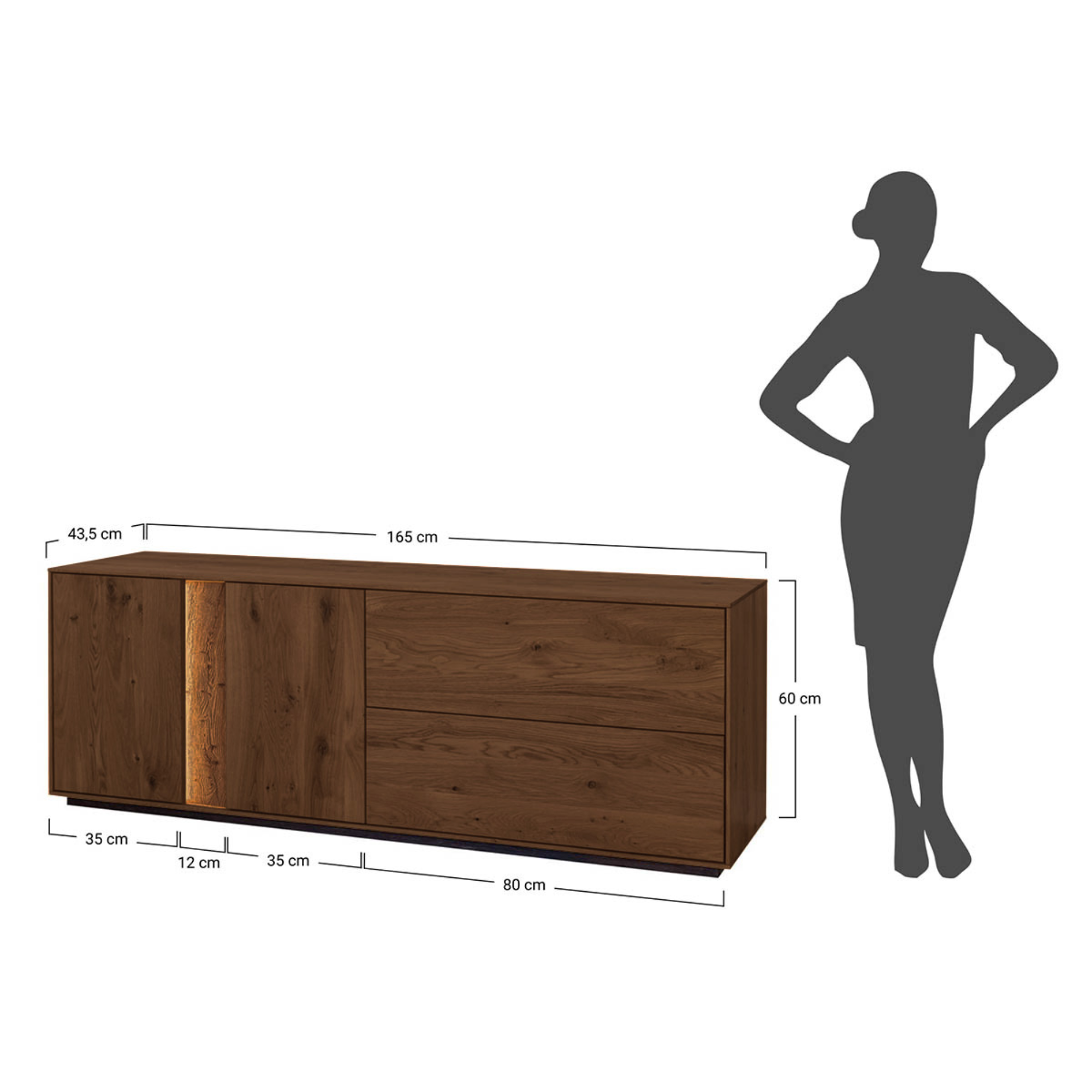 TV Kommode Collodi, Material: Massivholz Eiche