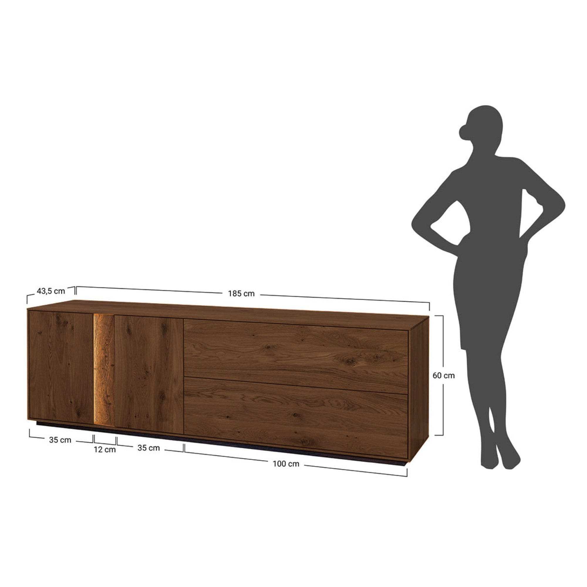 TV Kommode Collodi, Material: Massivholz Eiche