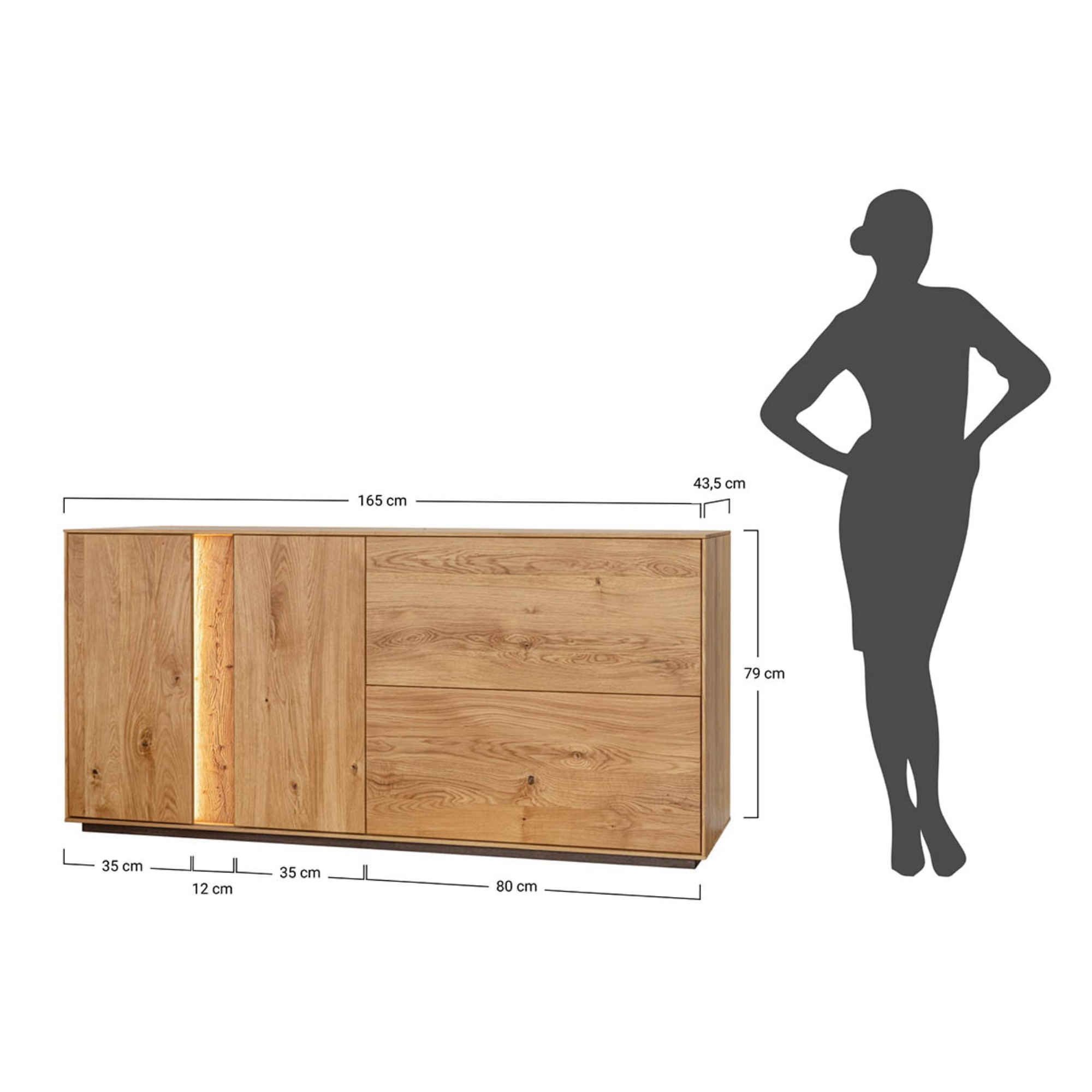 Kommode Collodi, Material: Massivholz Eiche