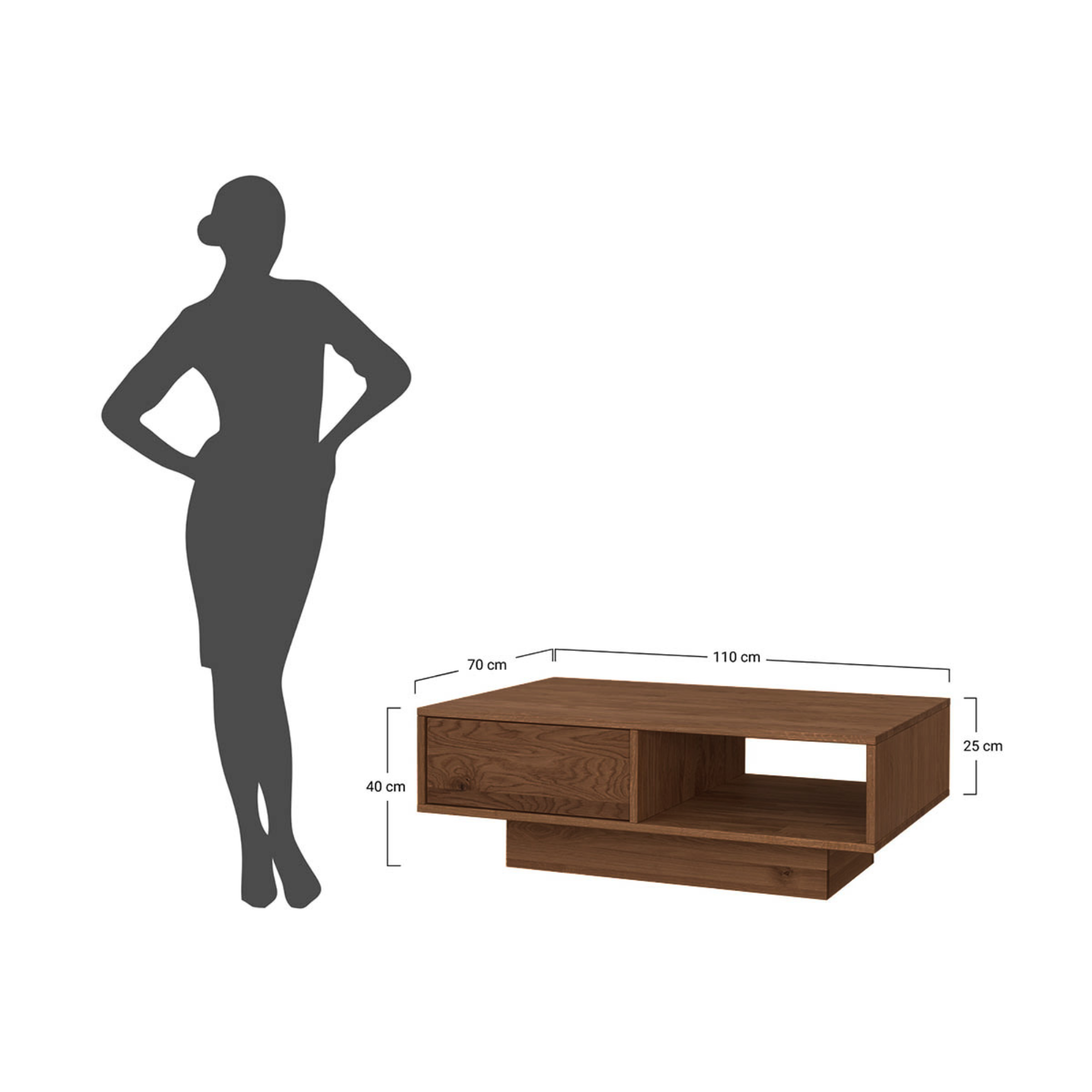 Couchtisch Collodi 110x70cm, Material: Massivholz Eiche