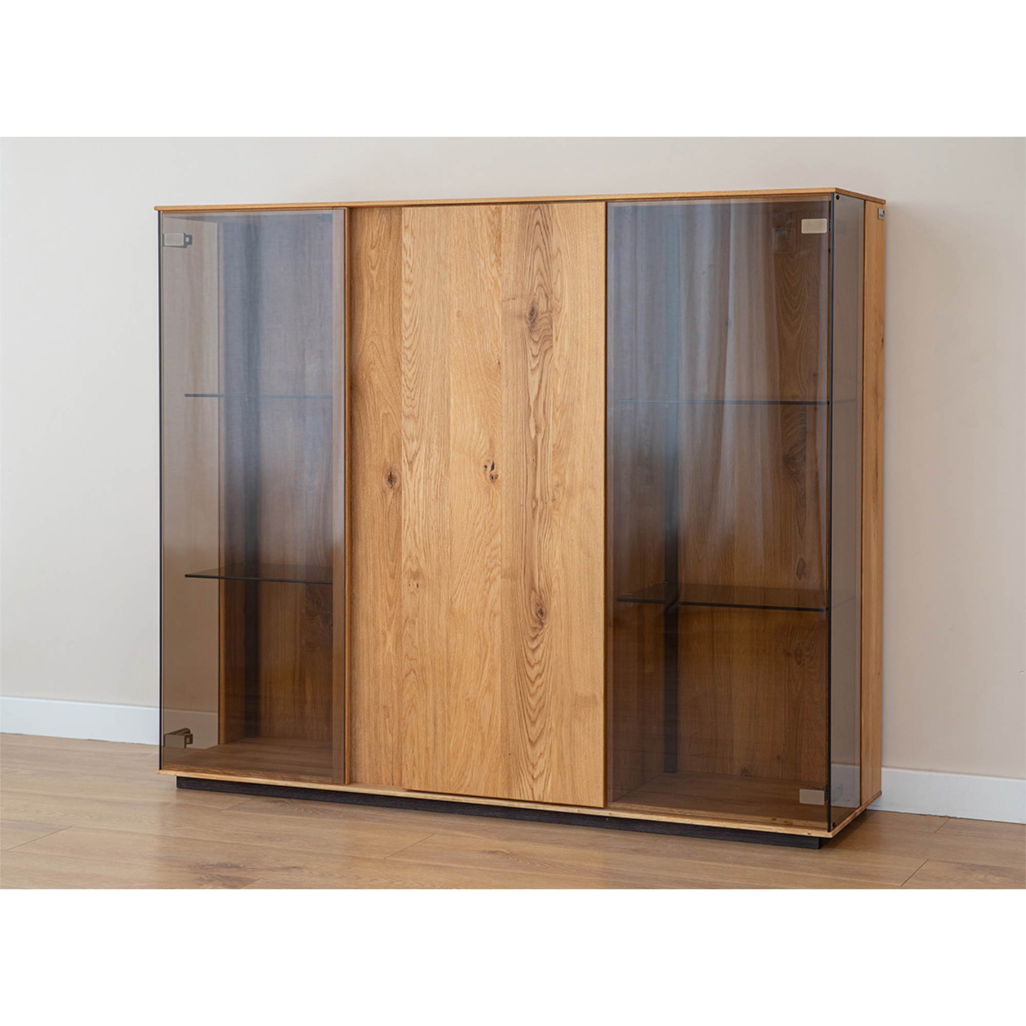Glasvitrine Collodi 135x115cm, Material: Massivholz Eiche