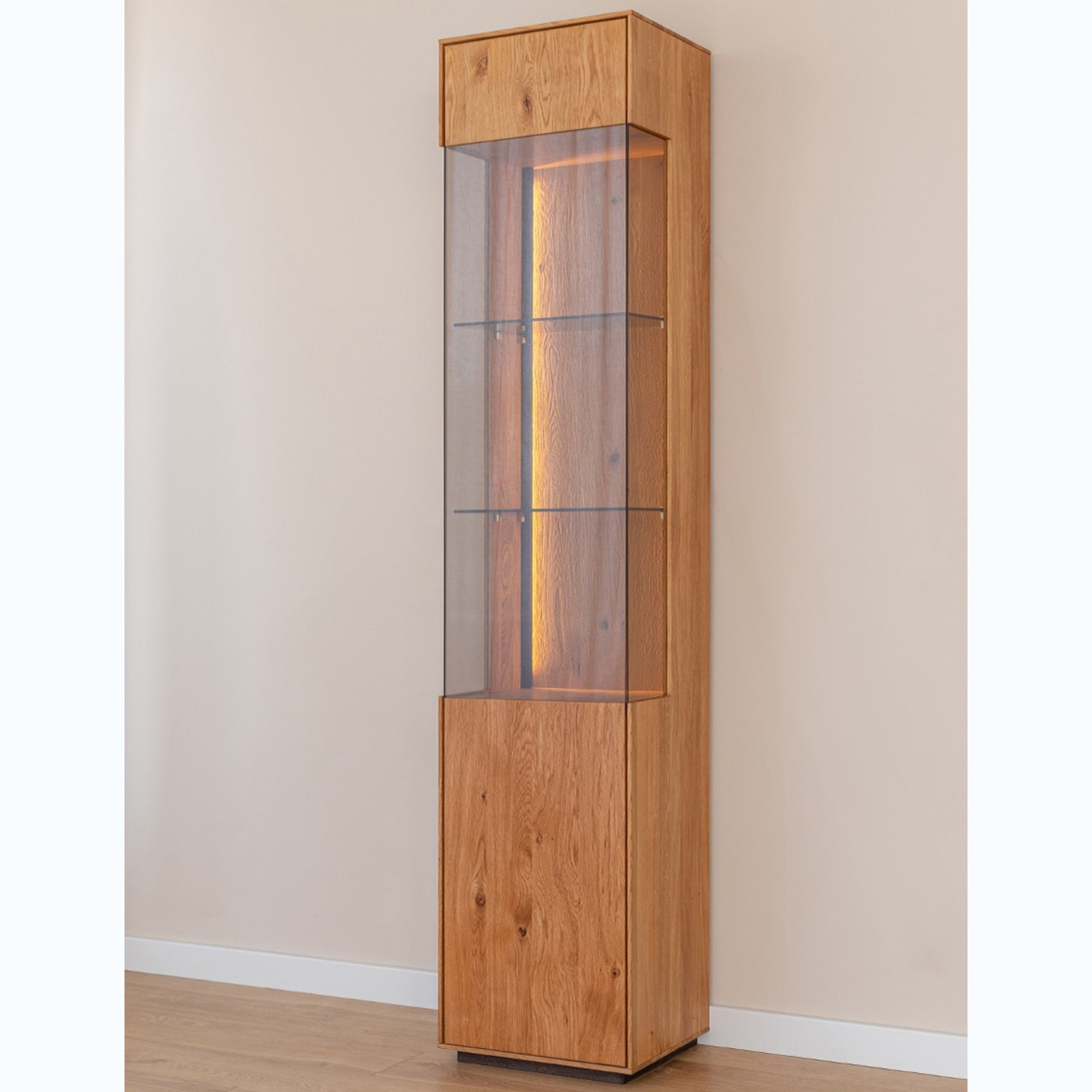 Vitrine Collodi 43x205cm, Material: Massivholz Eiche