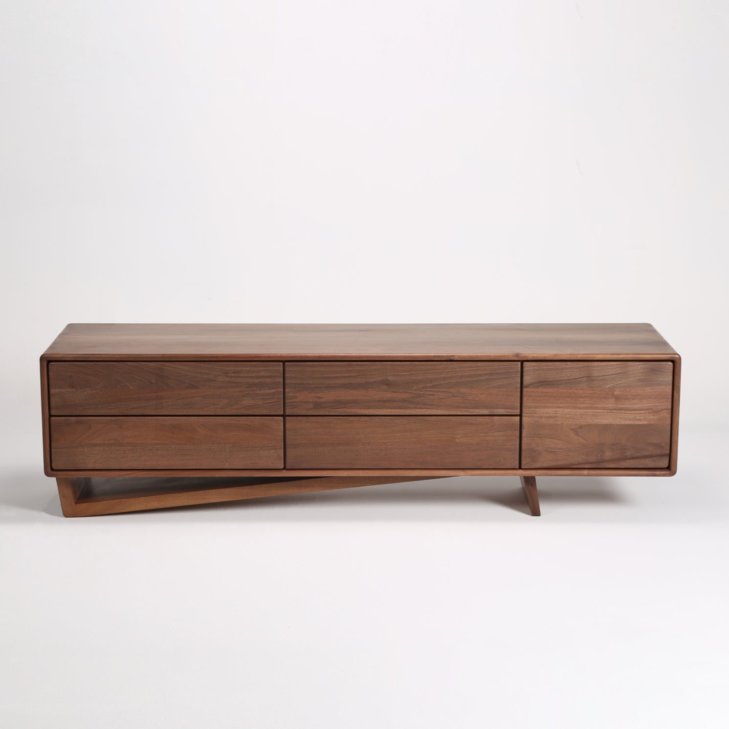 TV-Kommode Linea 180x44,5 cm, Material: Massivholz Walnuss