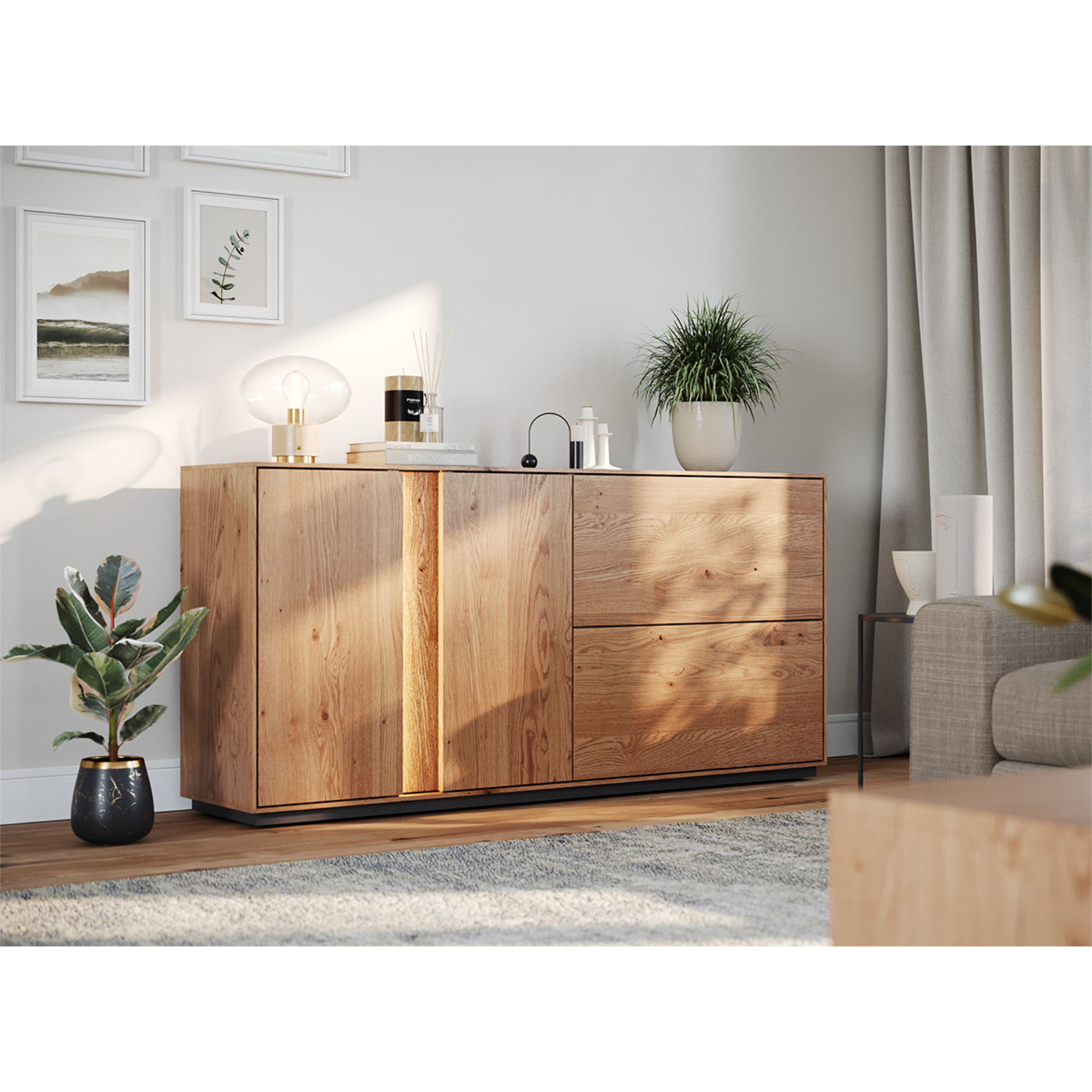 Kommode Collodi, Material: Massivholz Eiche
