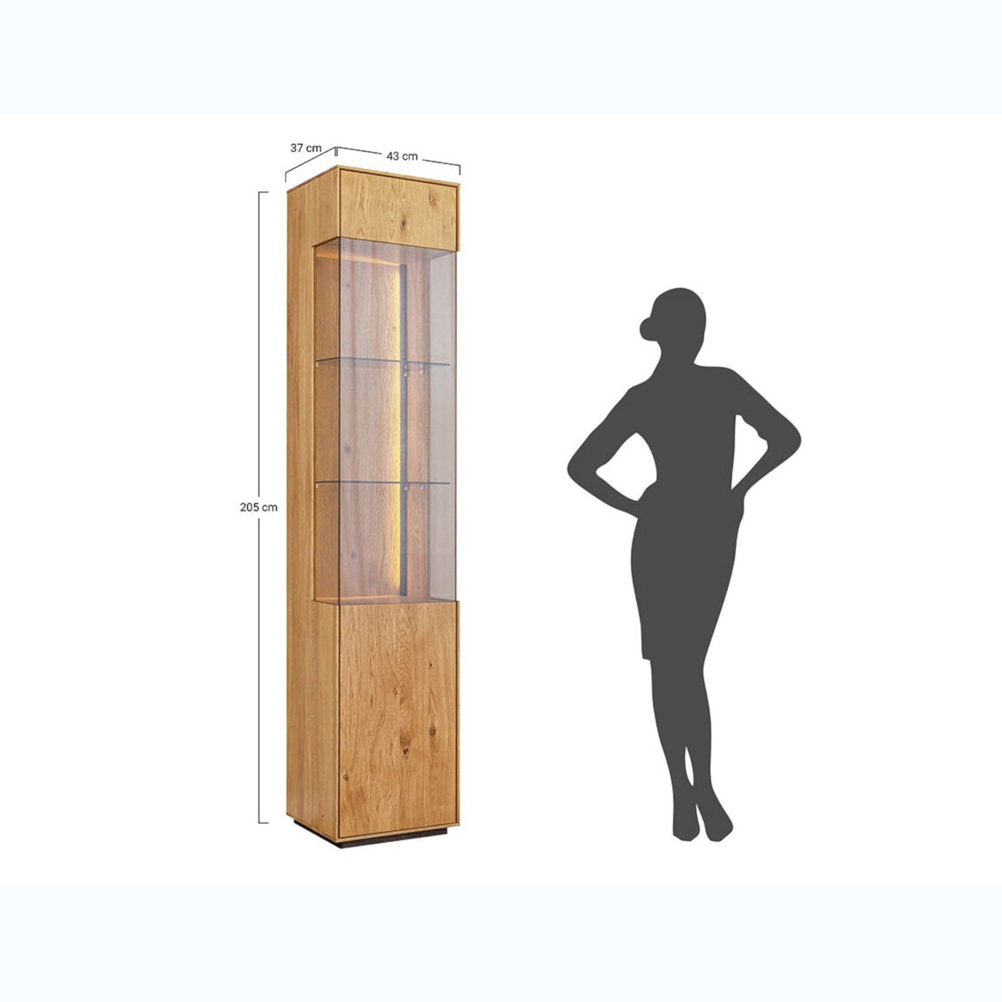 Vitrine Collodi 43x205cm, Material: Massivholz Eiche