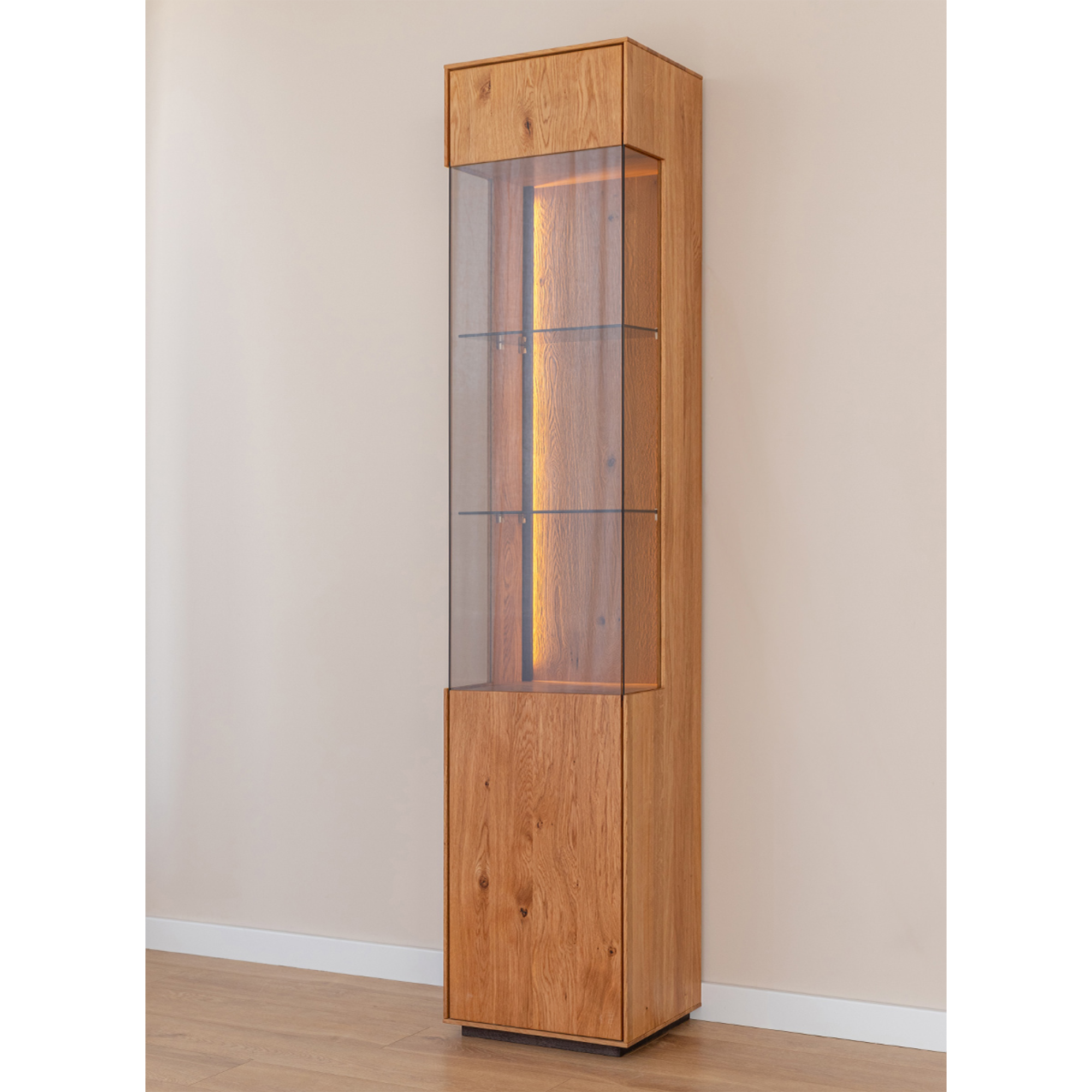 Vitrine Collodi 43x205cm, Material: Massivholz Eiche