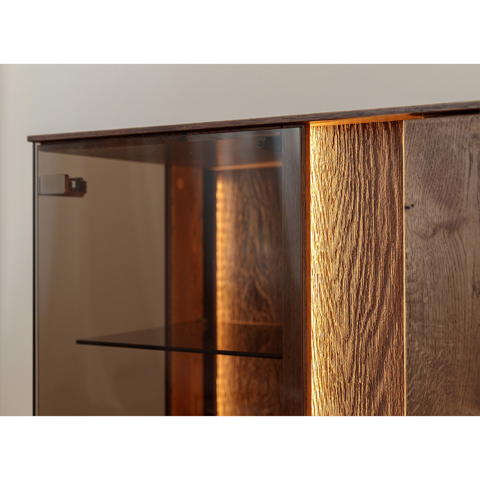 Glasvitrine Collodi 135x115cm, Material: Massivholz Eiche
