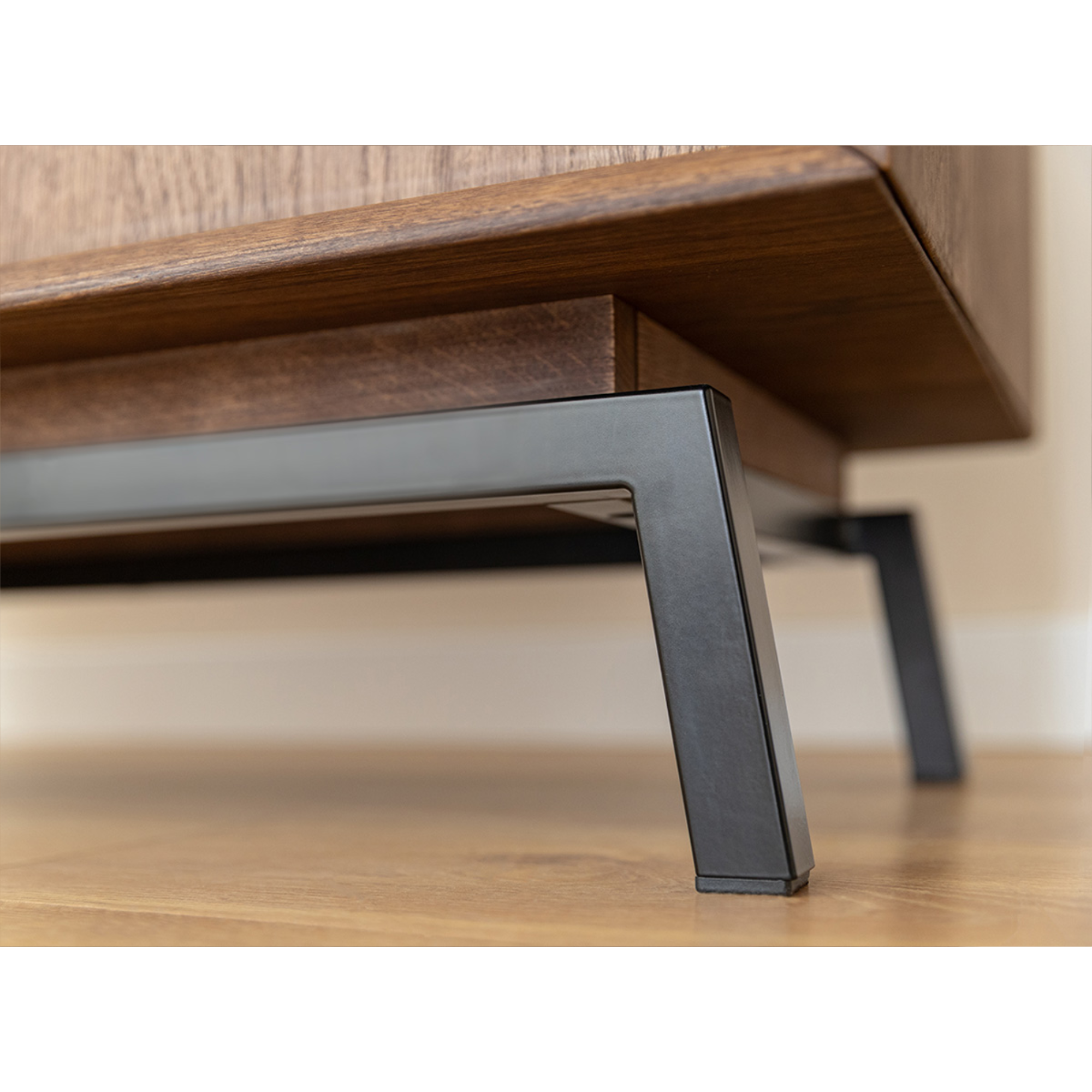 TV Kommode Modern Loft 200x50 cm mit Glas, Material: Massivholz Eiche
