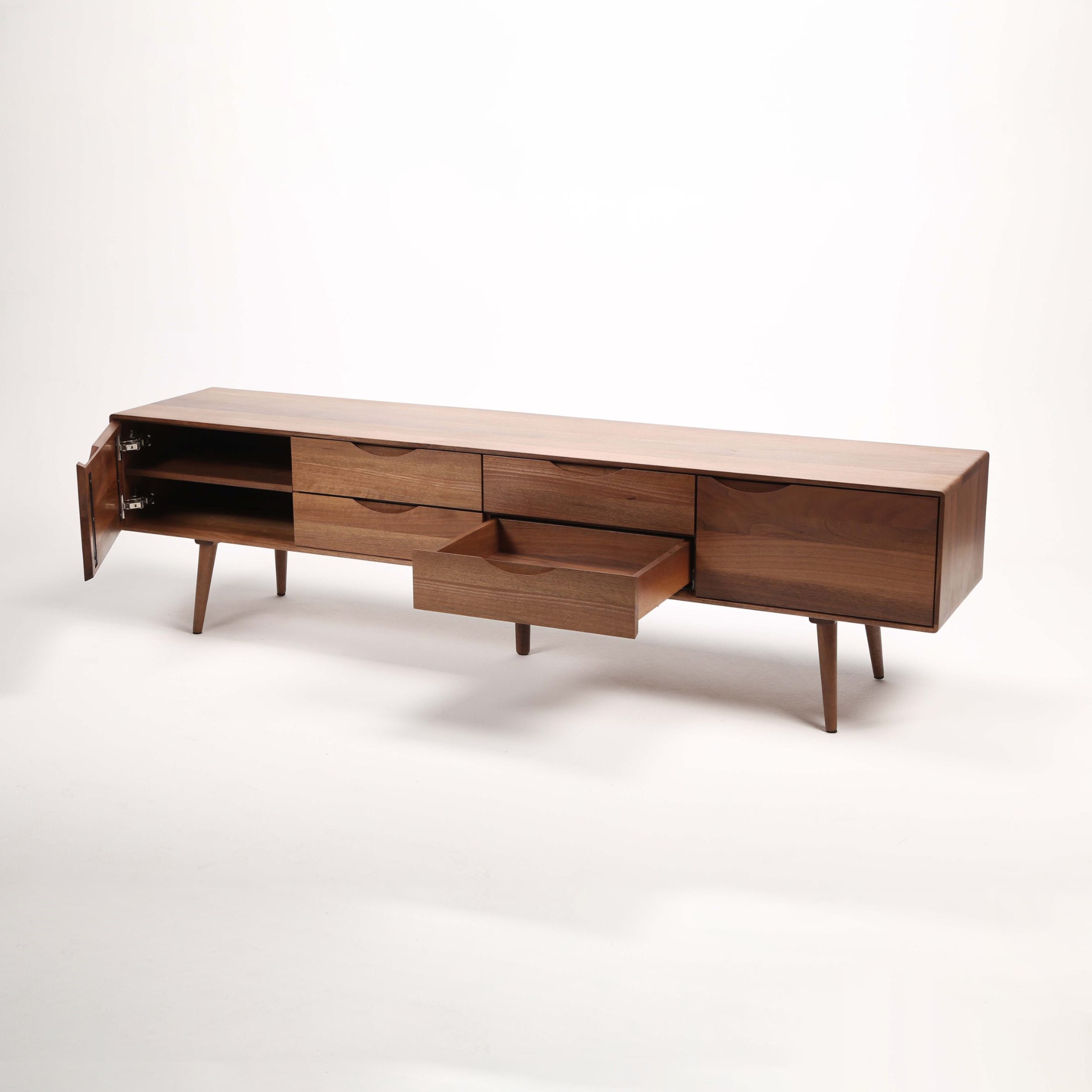 TV-Kommode Primo Bassa 160x41,5 cm, Material: Massivholz Nussbaum