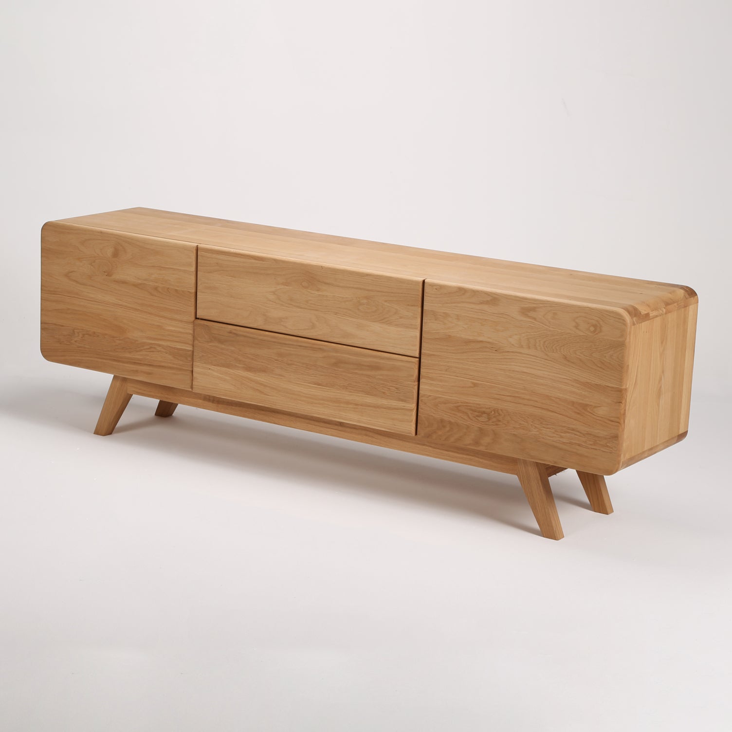 TV-Kommode Luba 180x40,3 cm, Material: Massivholz Eiche