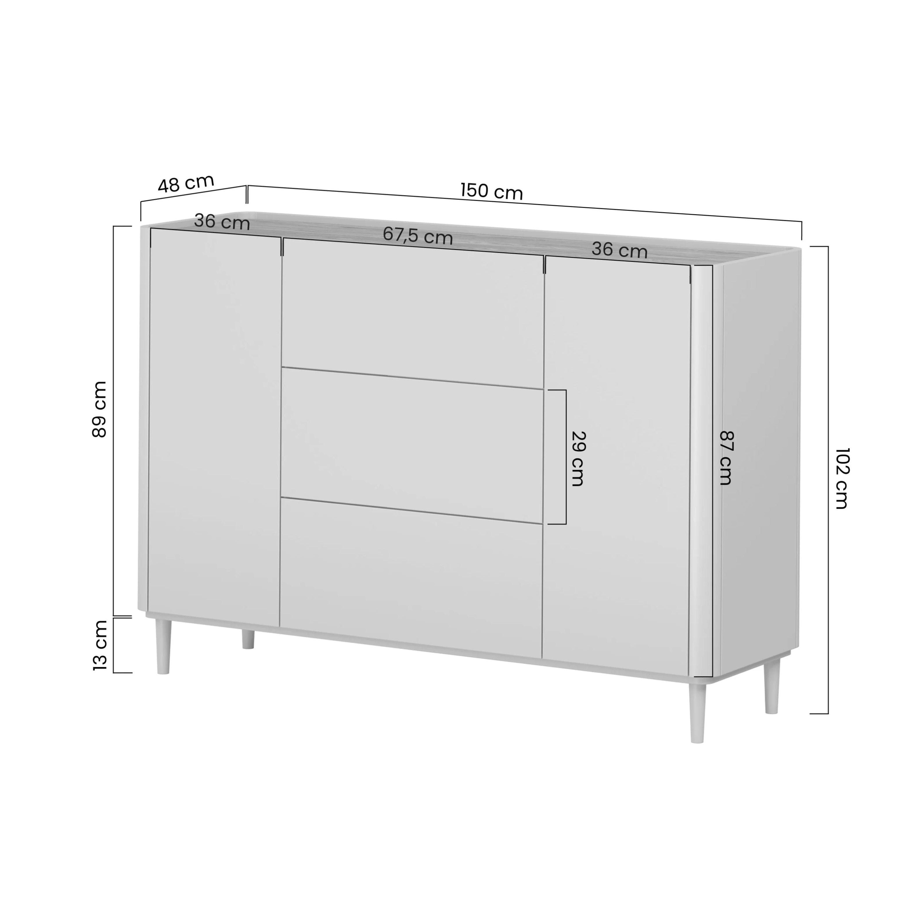 Elivo Kommode 150cm, Material: MDF, Melaminplatte