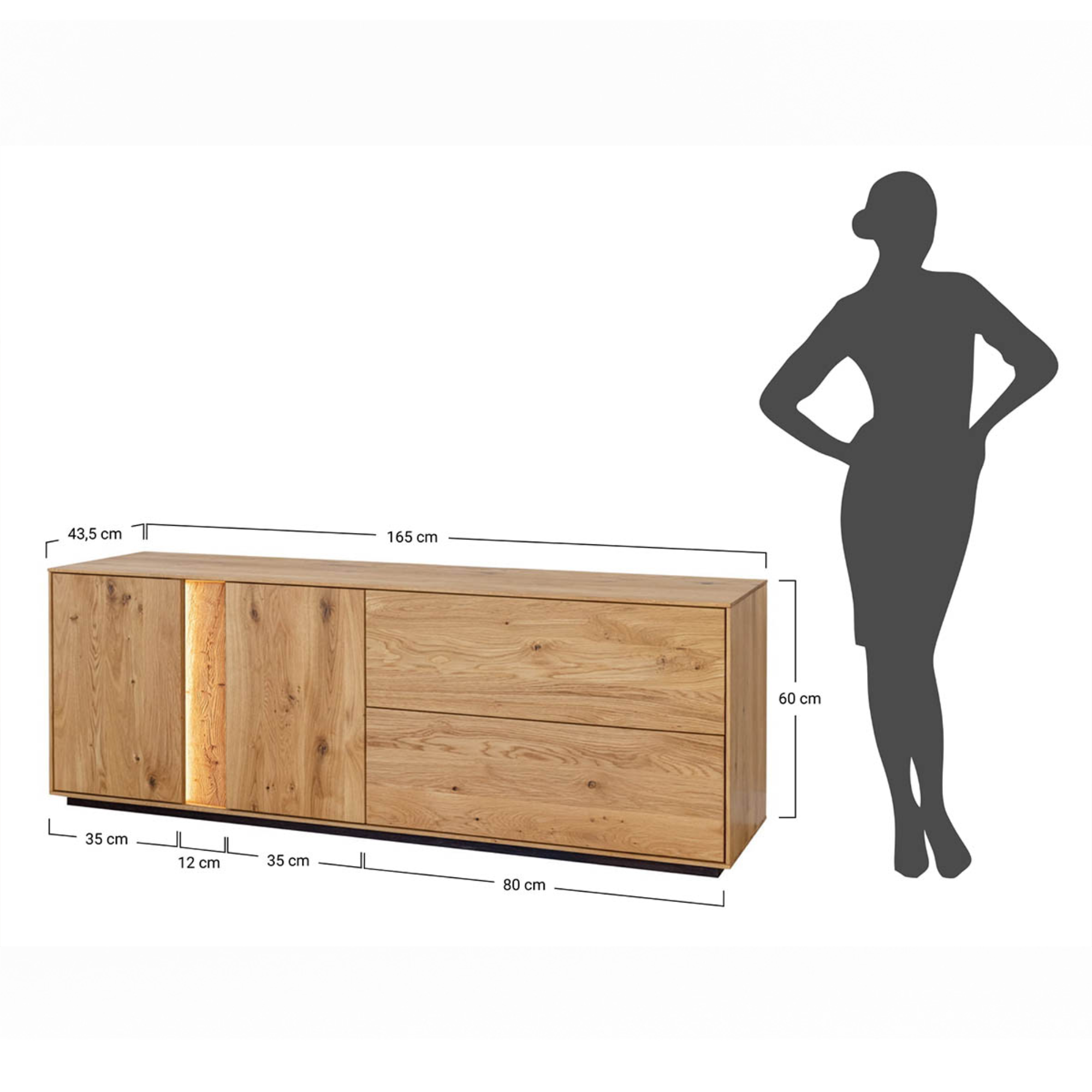 TV Kommode Collodi, Material: Massivholz Eiche