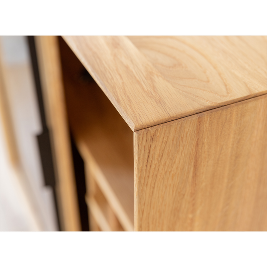 Kommode Modern Loft 101x45cm mit Glas, Material: Massivholz Eiche