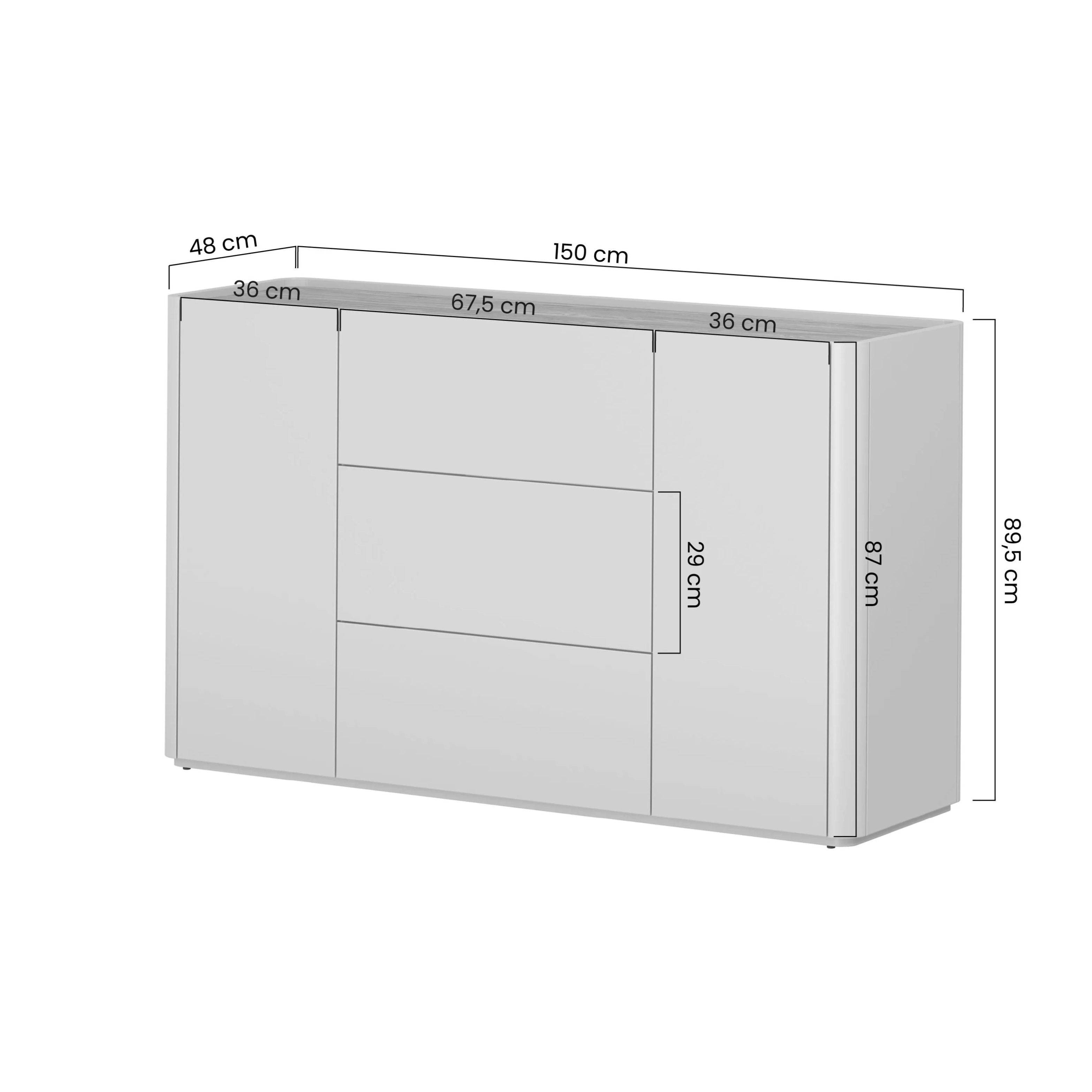 Elivo Kommode 150cm, Material: MDF, Melaminplatte