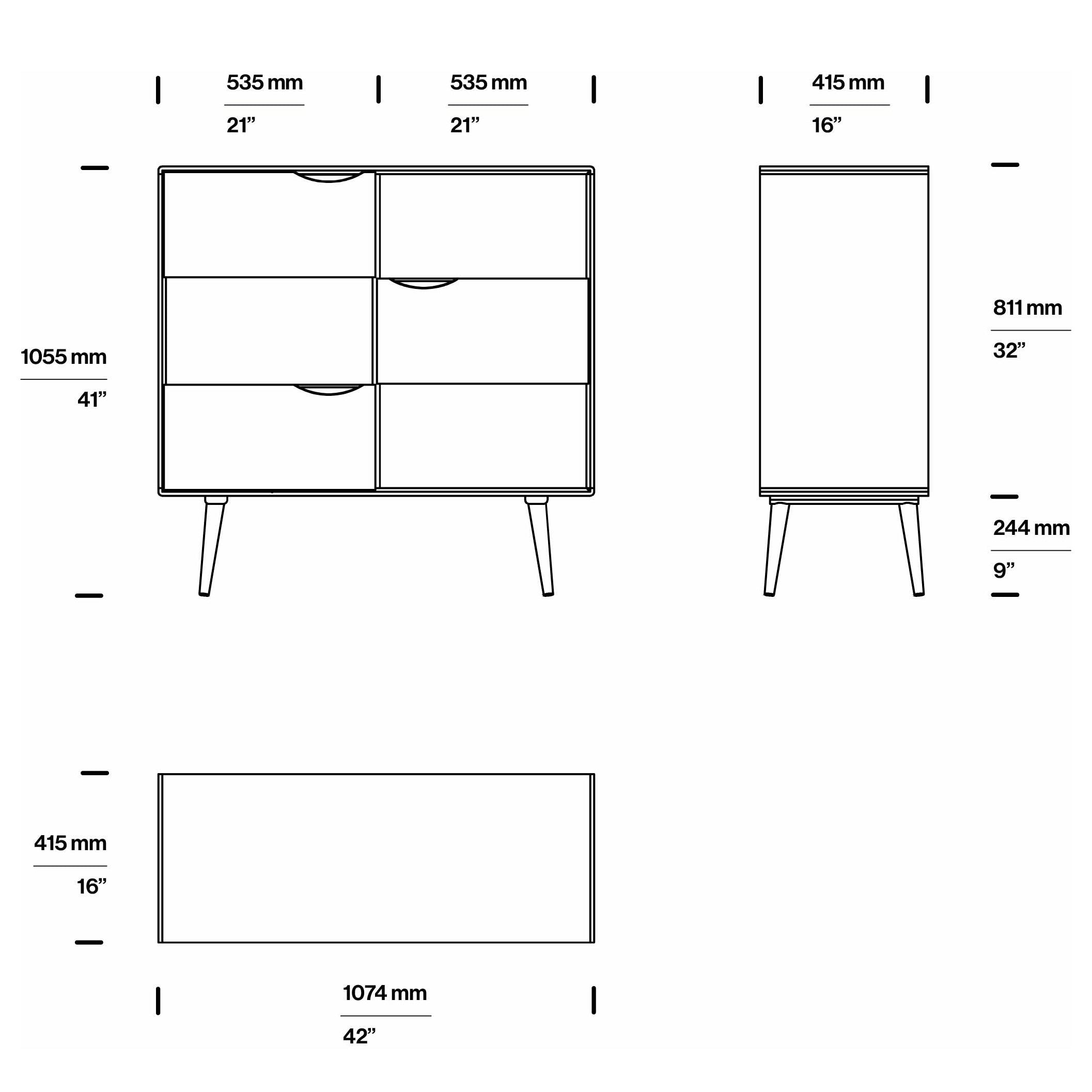 Kommode Primo Alta 107,4x81,1 cm, Material: Massivholz Eiche