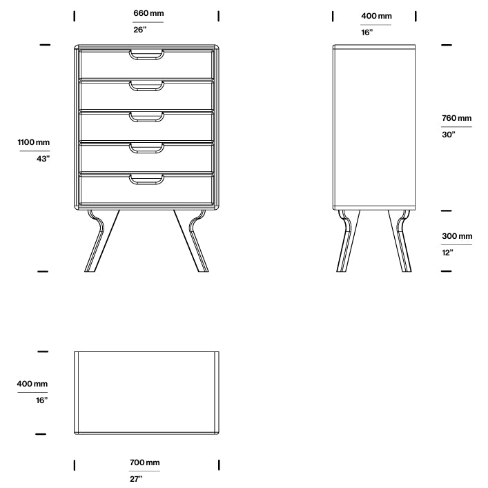 Kommode Amadeo 66x110cm, Material: Massivholz Eiche