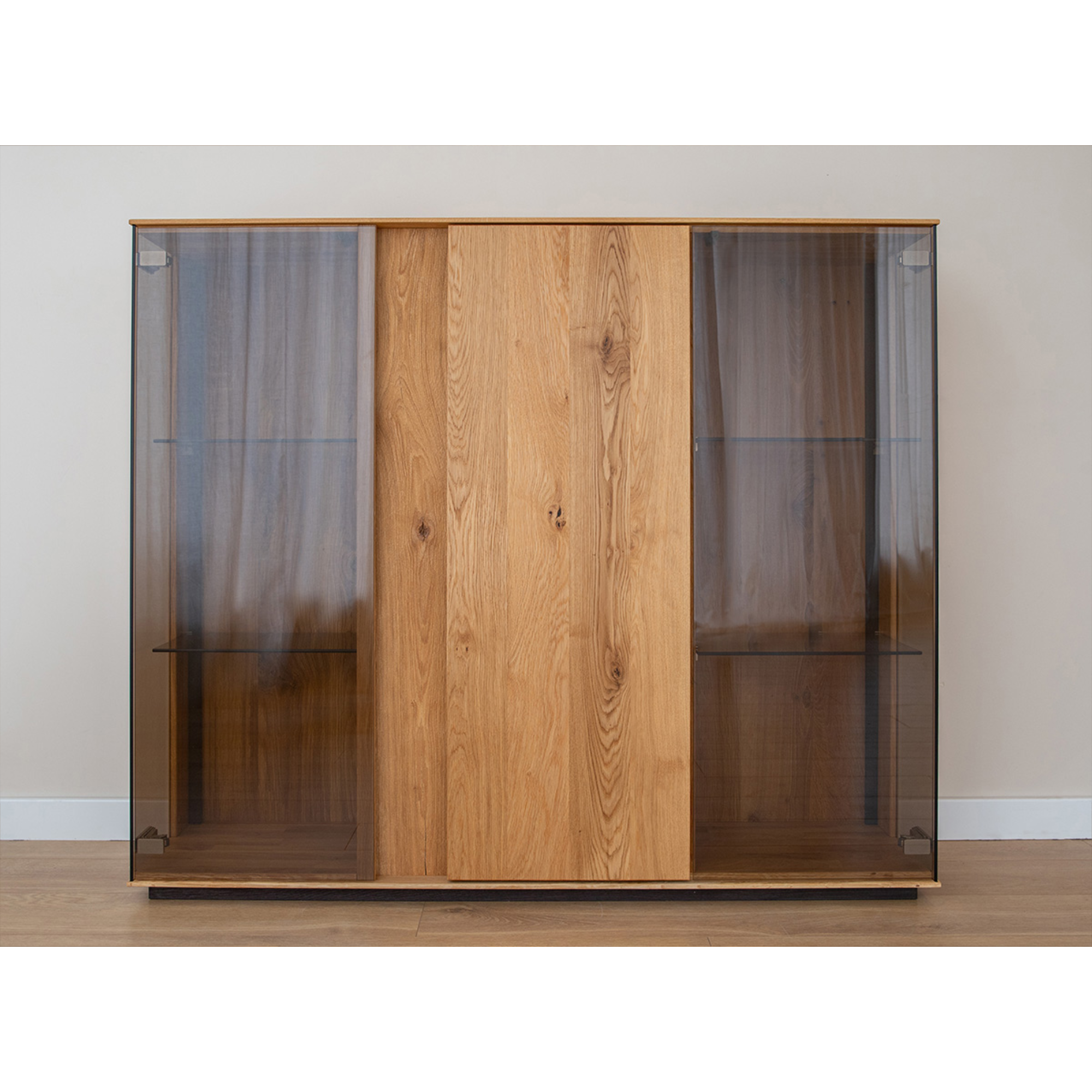 Glasvitrine Collodi 135x115cm, Material: Massivholz Eiche