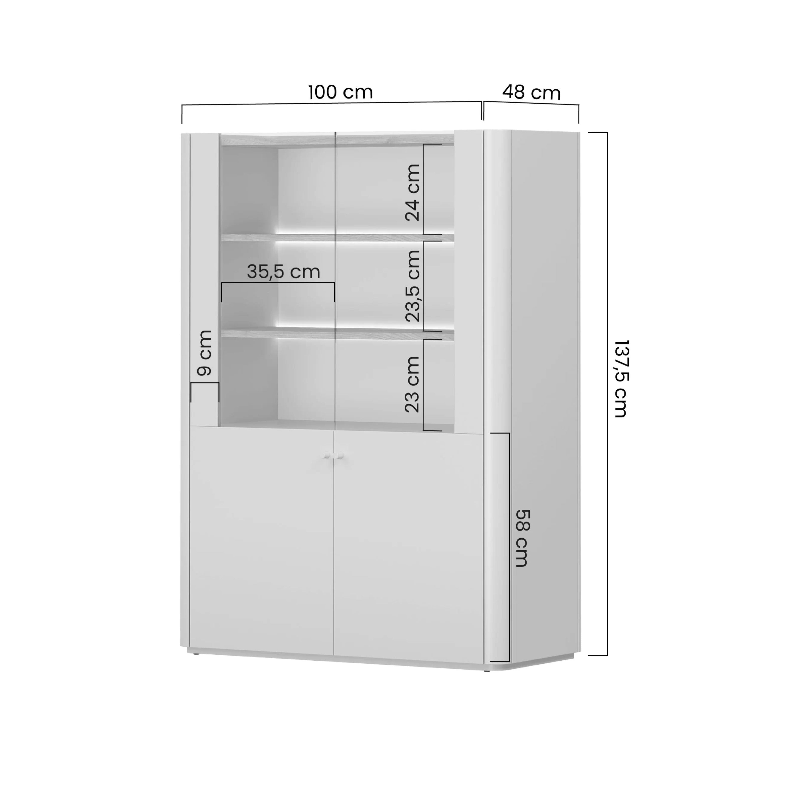 Elivo Vitrine 100cm, Material: MDF, Melaminplatte