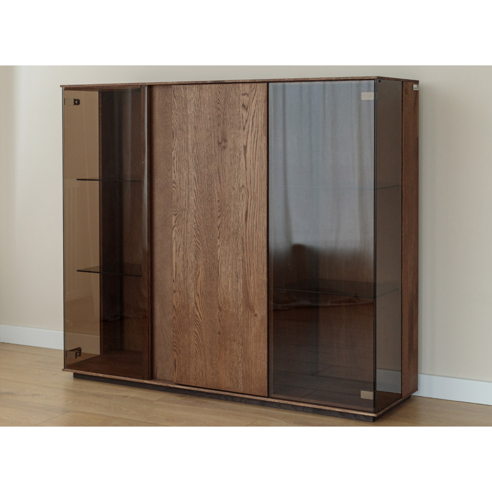 Glasvitrine Collodi 135x115cm, Material: Massivholz Eiche