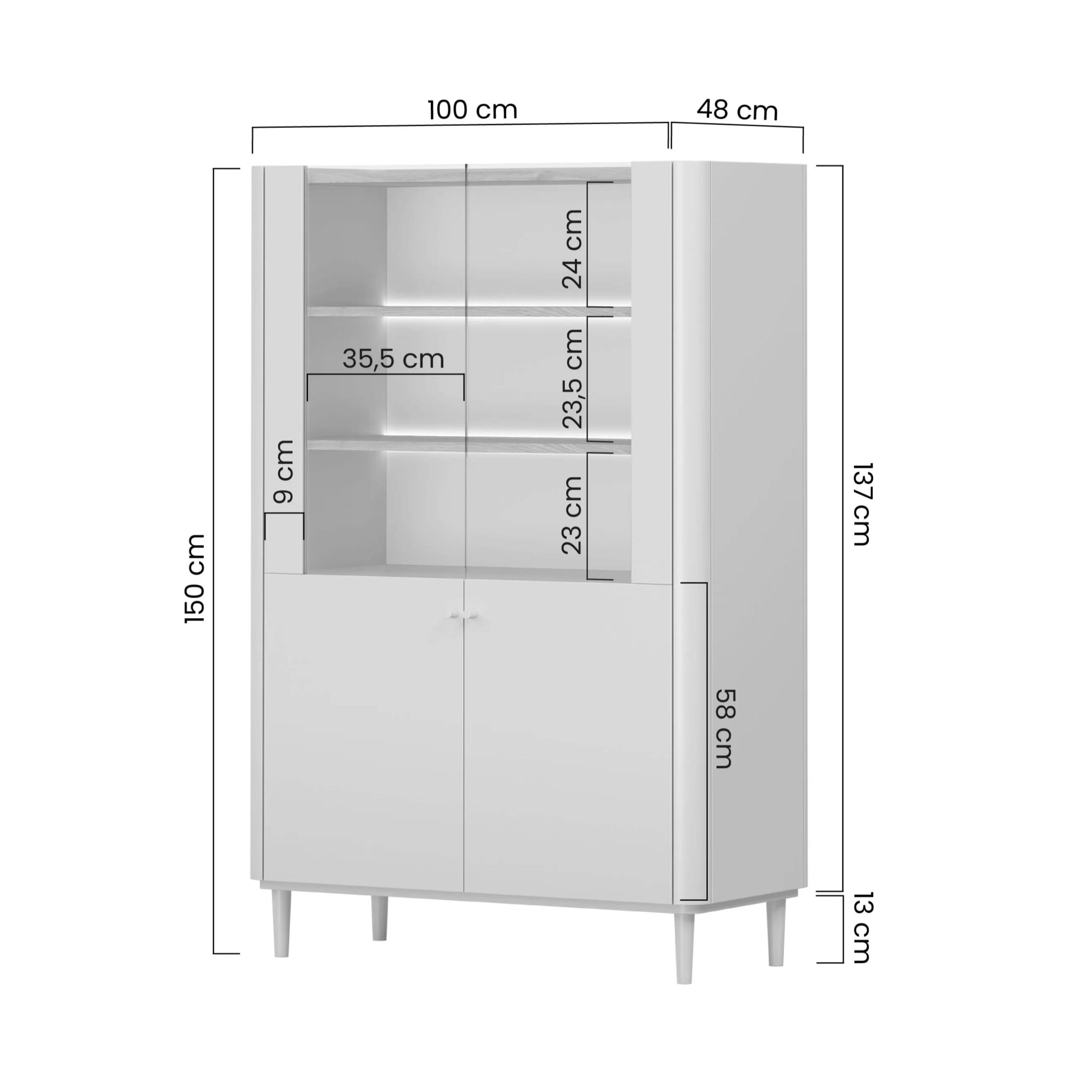 Elivo Vitrine 100cm, Material: MDF, Melaminplatte
