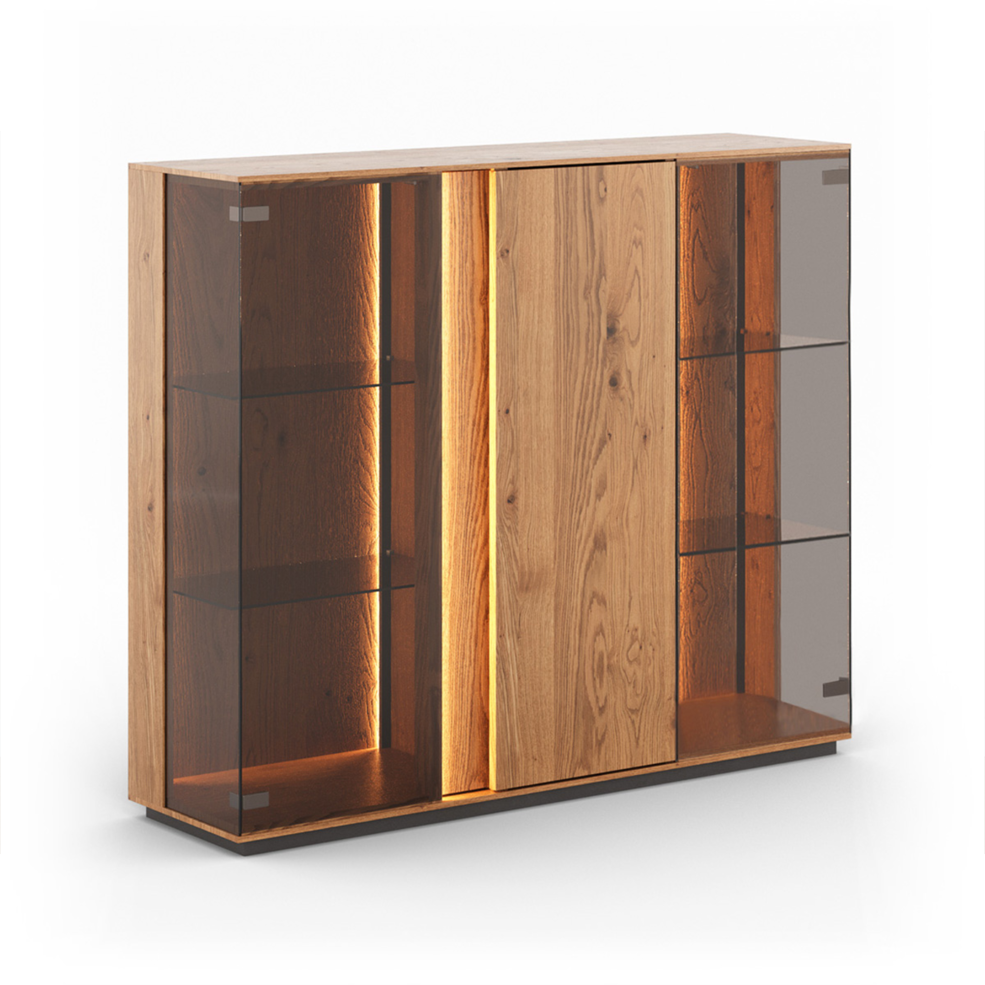 Glasvitrine Collodi 135x115cm, Material: Massivholz Eiche