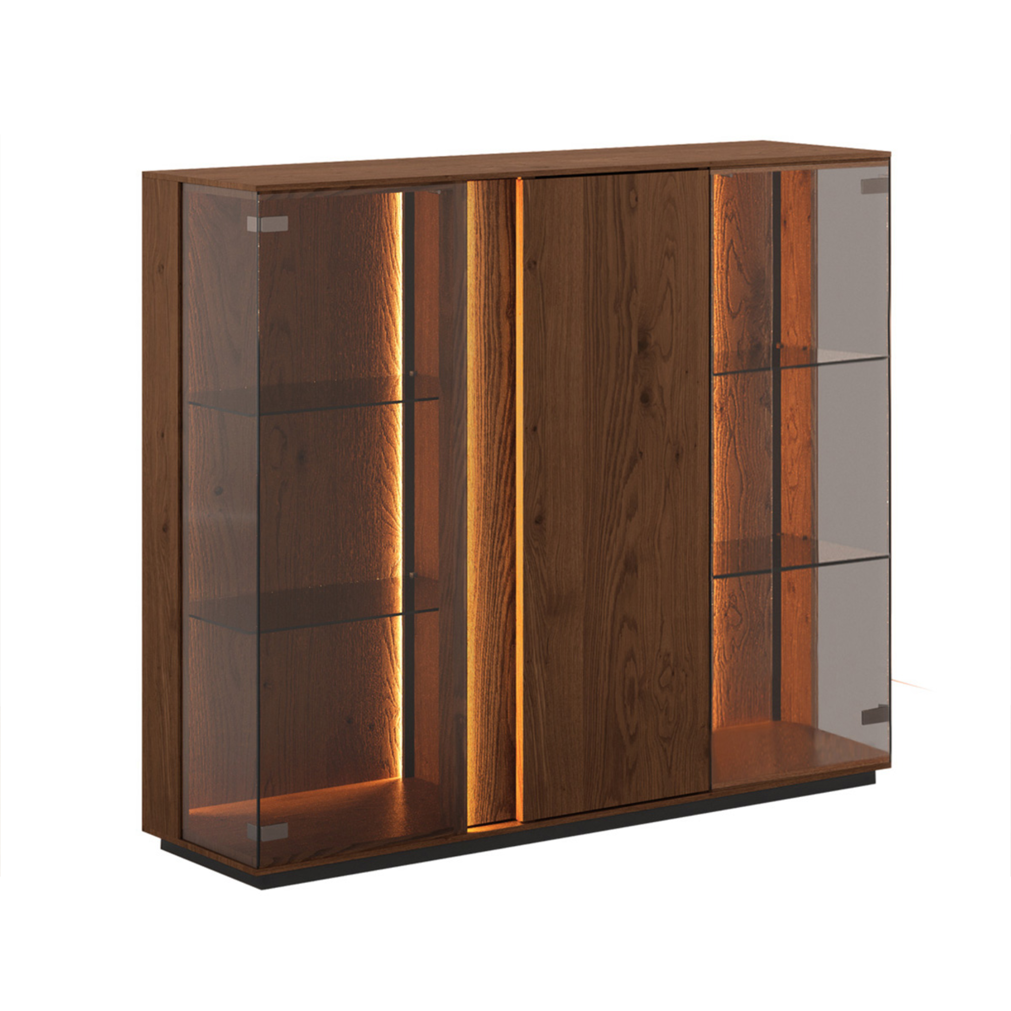 Glasvitrine Collodi 135x115cm, Material: Massivholz Eiche