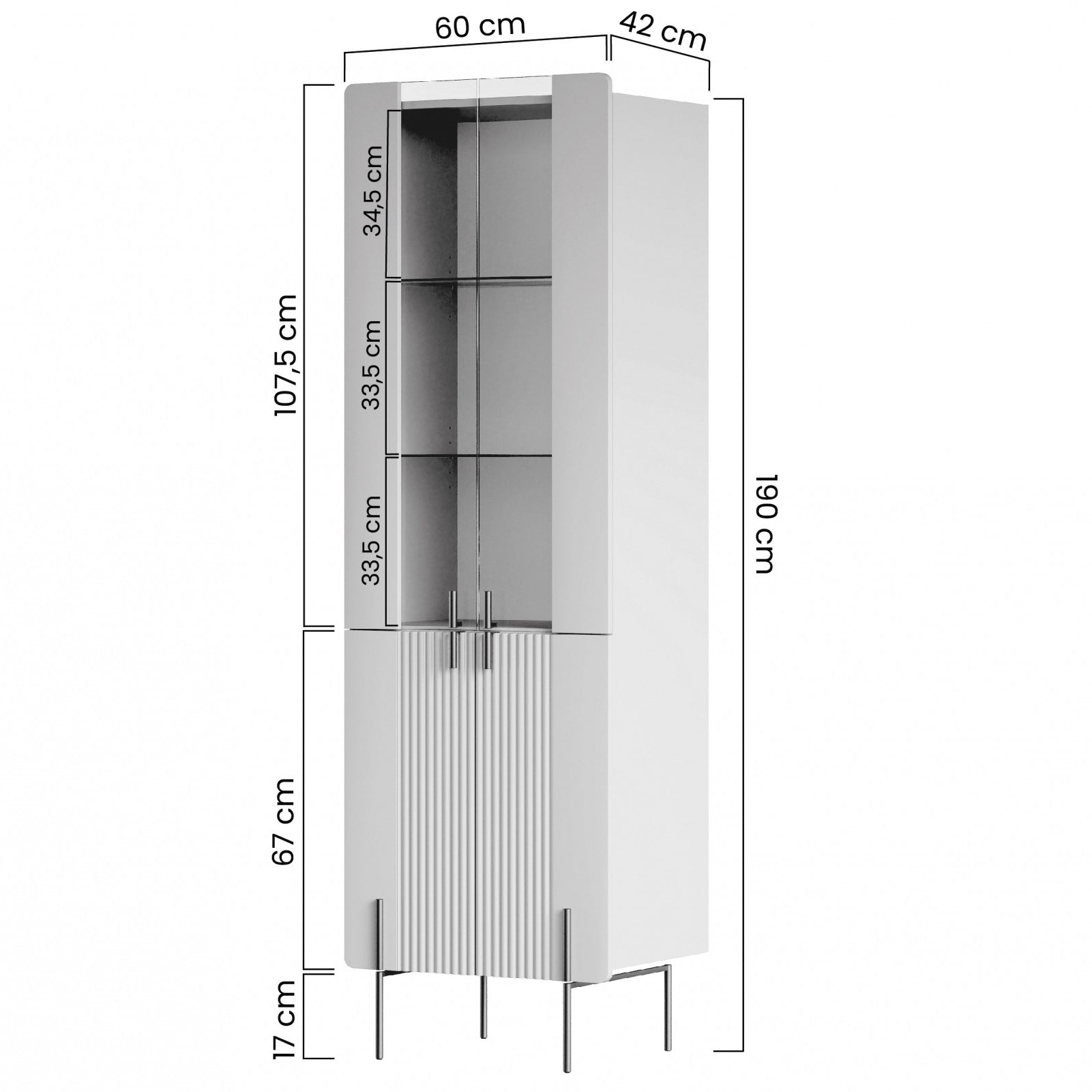 Vitrine Malmi 190cm, Material: MDF, Melaminplatte
