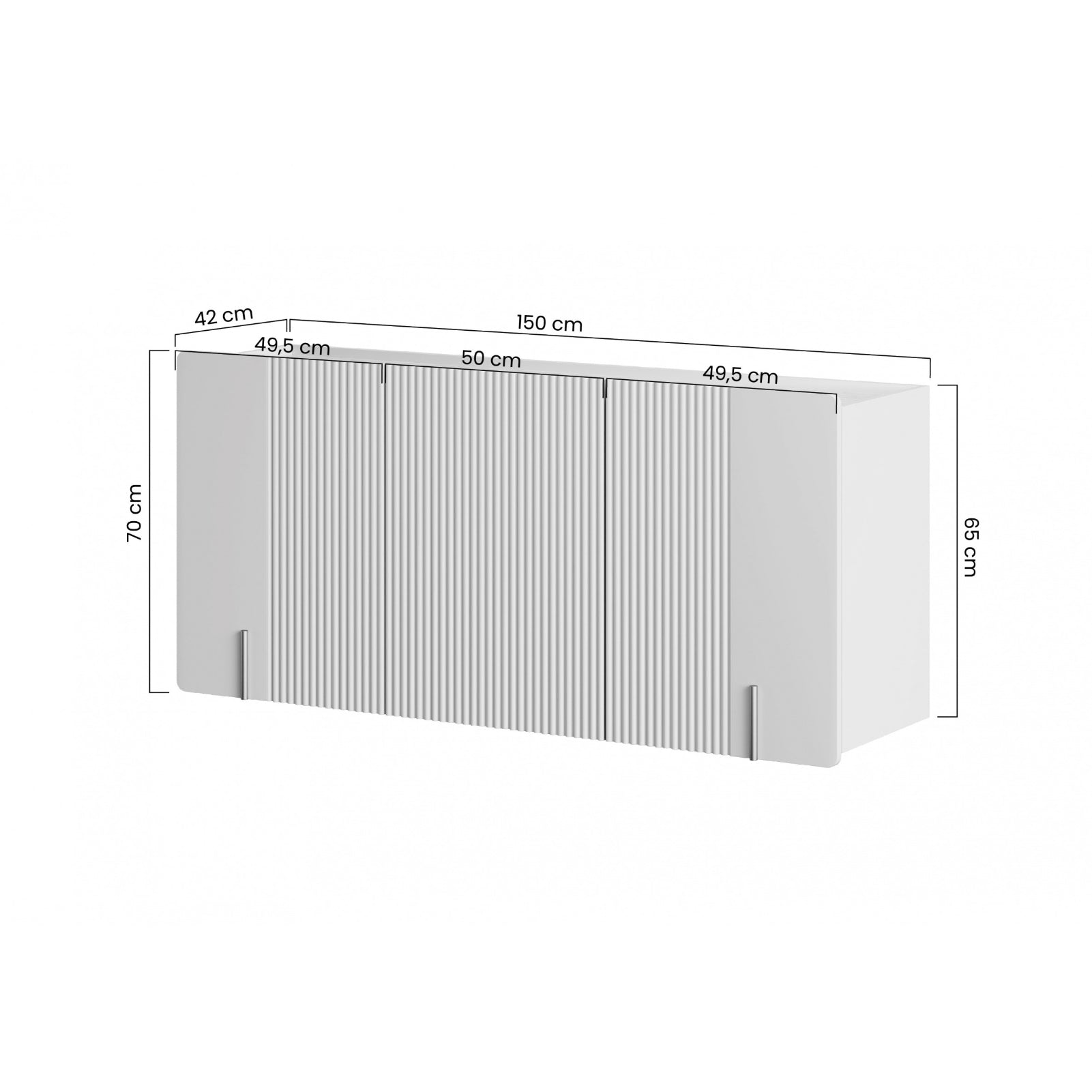 Malmi Kommode 150 cm, 3 Türen und 3 Einlegeböden, Material: MDF