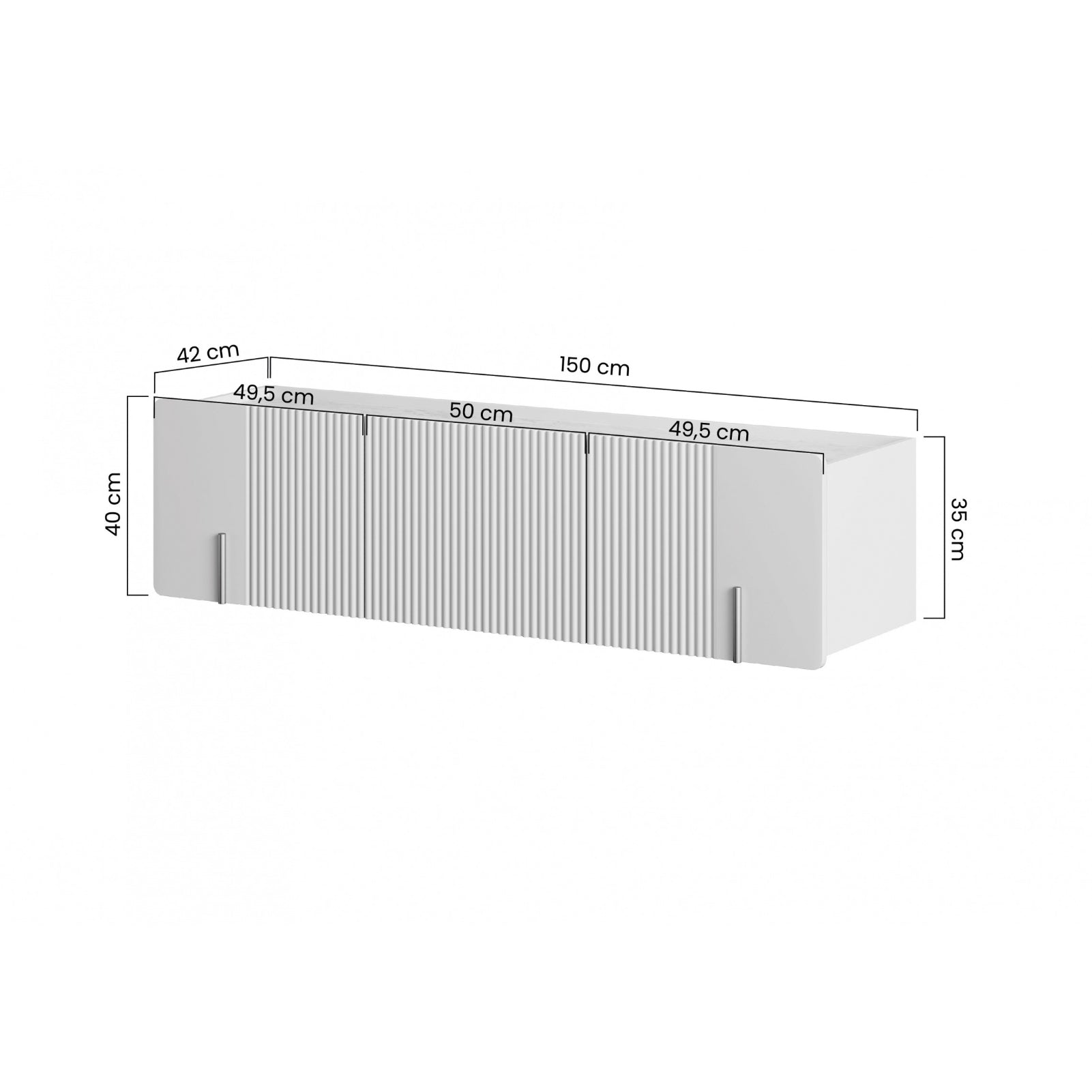 TV Kommode Malmi 150cm, 2 Türen und 1 Schublade, Material: MDF