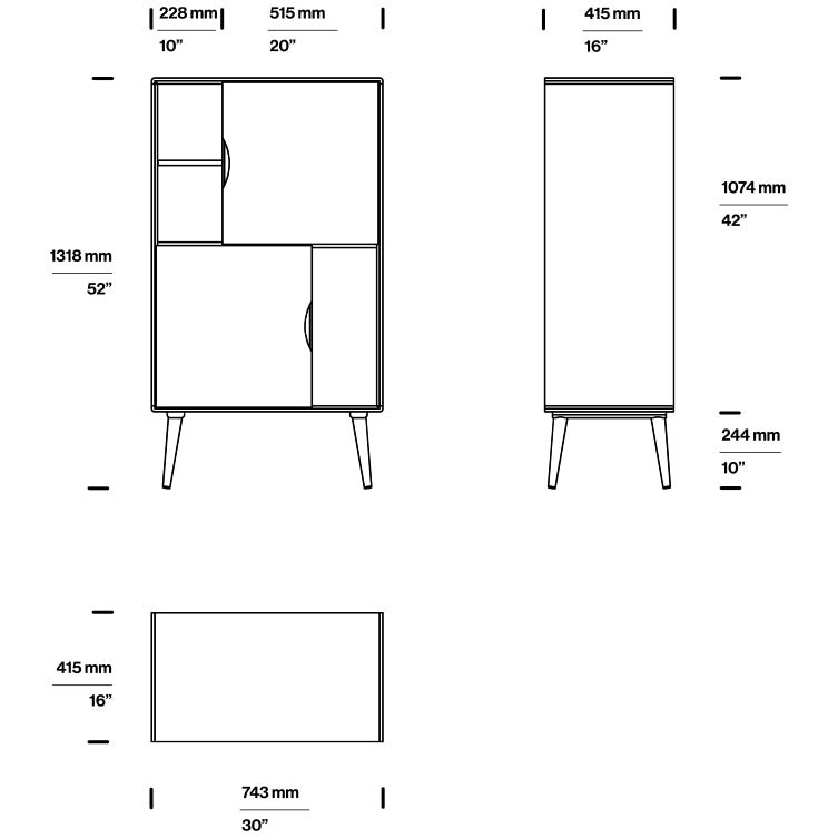 Kommode Mua 74,3x131,8 cm, Material: Massivholz Eiche