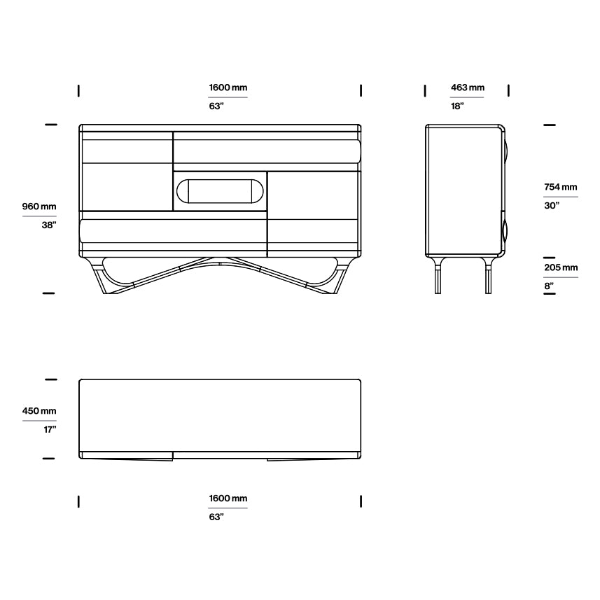 Kommode Antoni Alto 160x96cm, Material: Massivholz Eiche