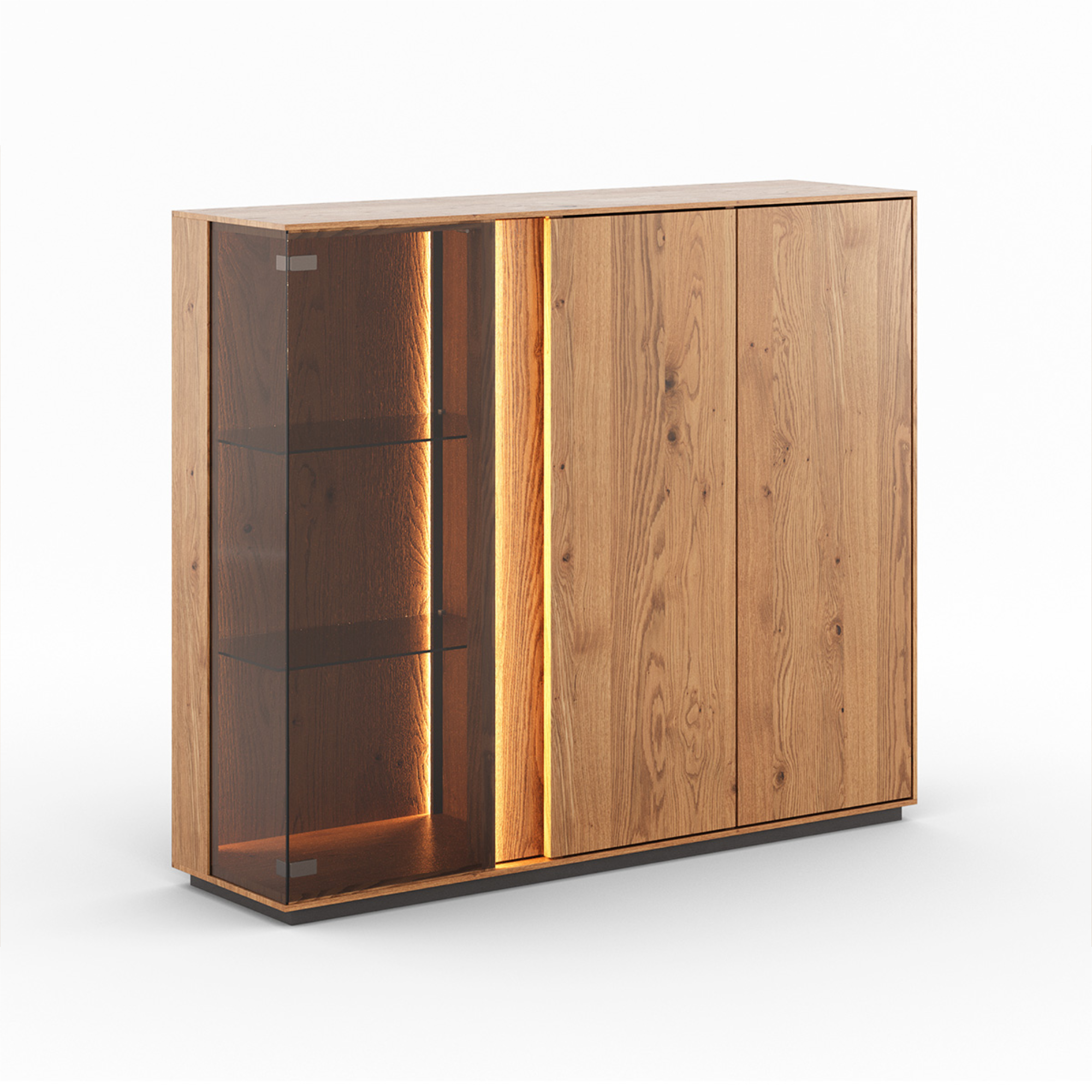 Vitrine Collodi 135x115cm, Material: Massivholz Eiche