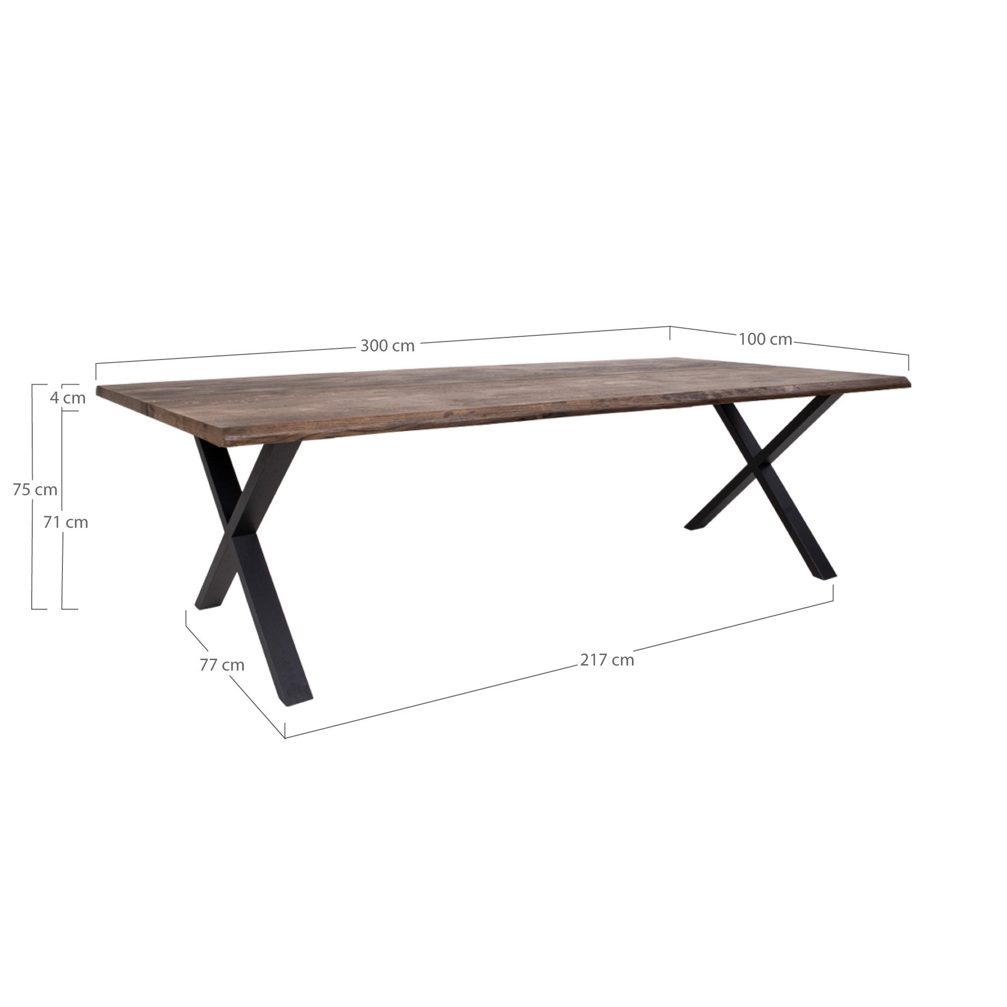 Fester Tisch Toulon 100x300x75cm, Material: Eiche