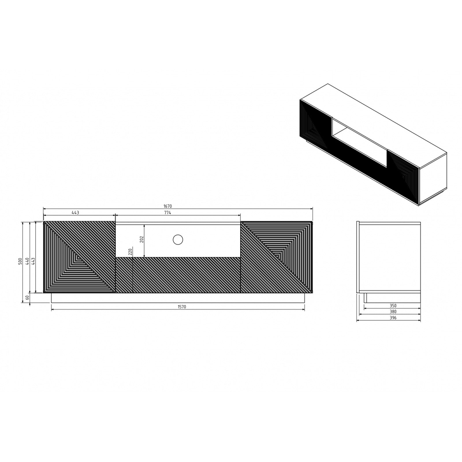 Kommode Asha 167cm, Material: Eiche