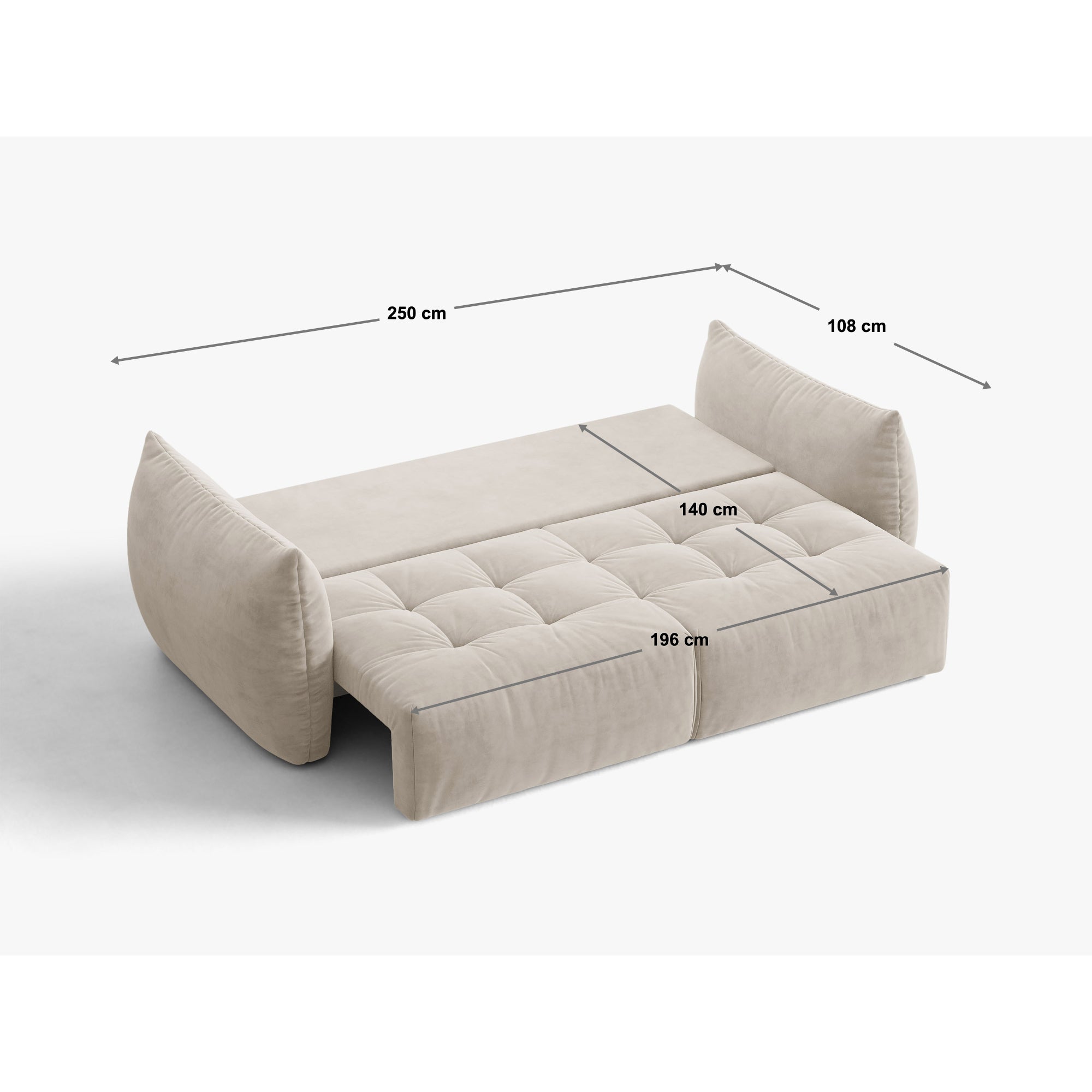 Sofa Bloom 250x108 cm, Material: Samt